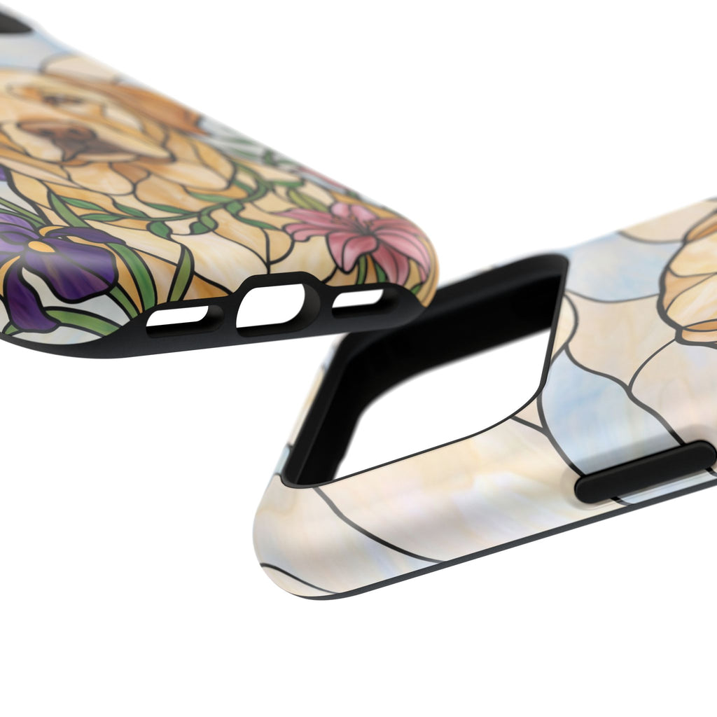 Floral Stained Glass Labrador Phone Case — Tough Magnetic Case with Wireless Charging