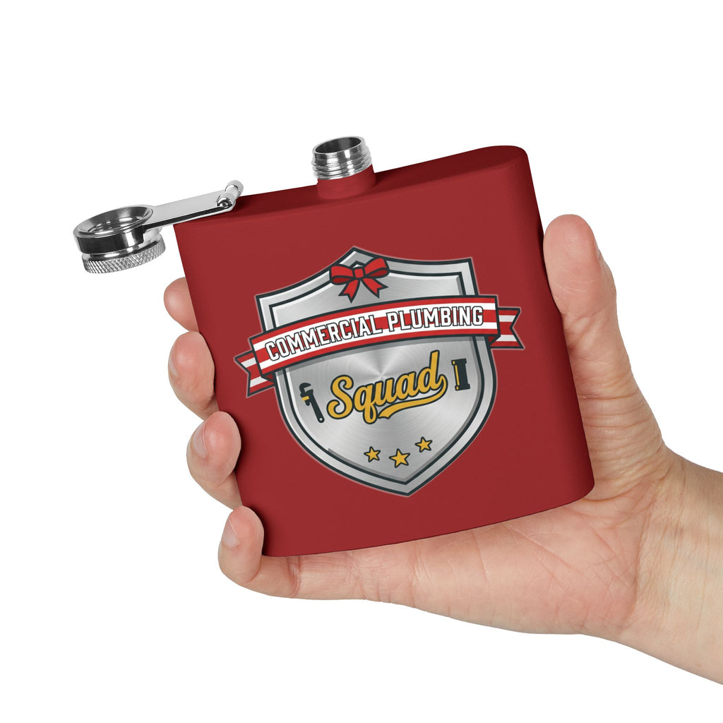 Flask — "Commercial Plumbing Squad" 6oz Stainless Steel Hip Flask