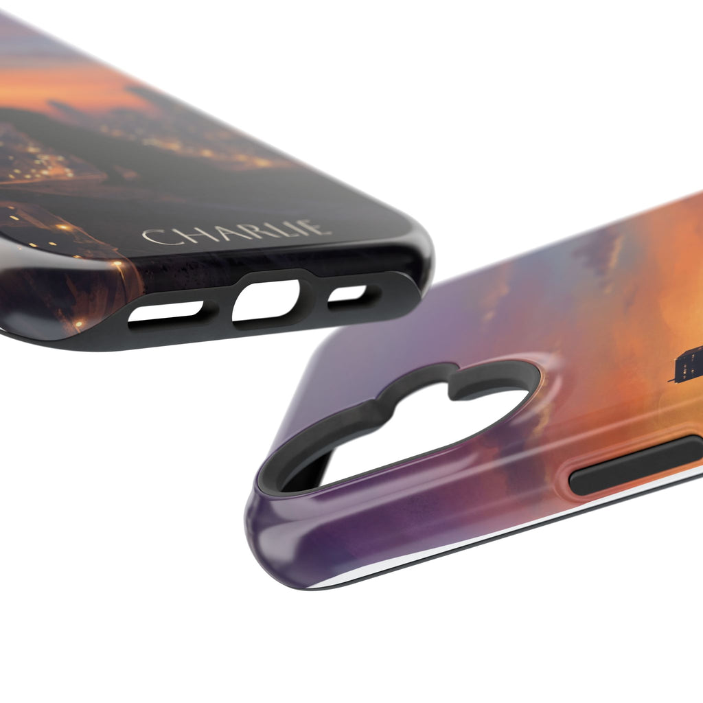 Personalized Golden Retriever City Skyline Phone Case — Wireless Charging Cover