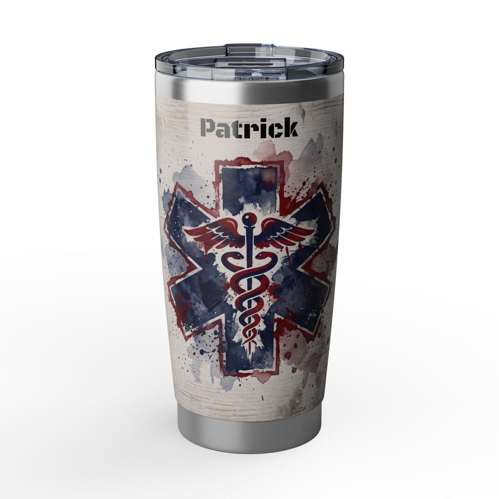 Personalized Paramedic/EMT Tumbler – 20 oz Distressed Watercolor Star of Life