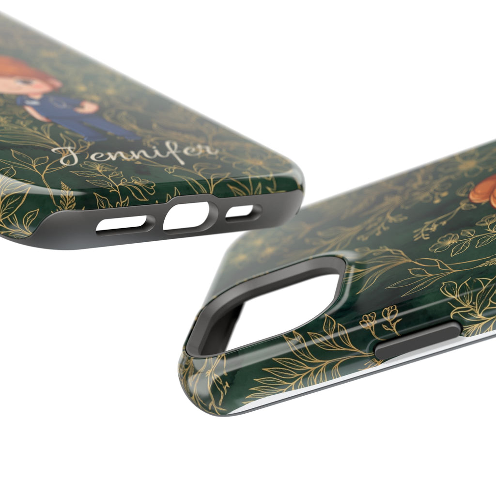 Personalized Nurse Botanical Phone Case — Impact-Resistant Wireless Charging Cover