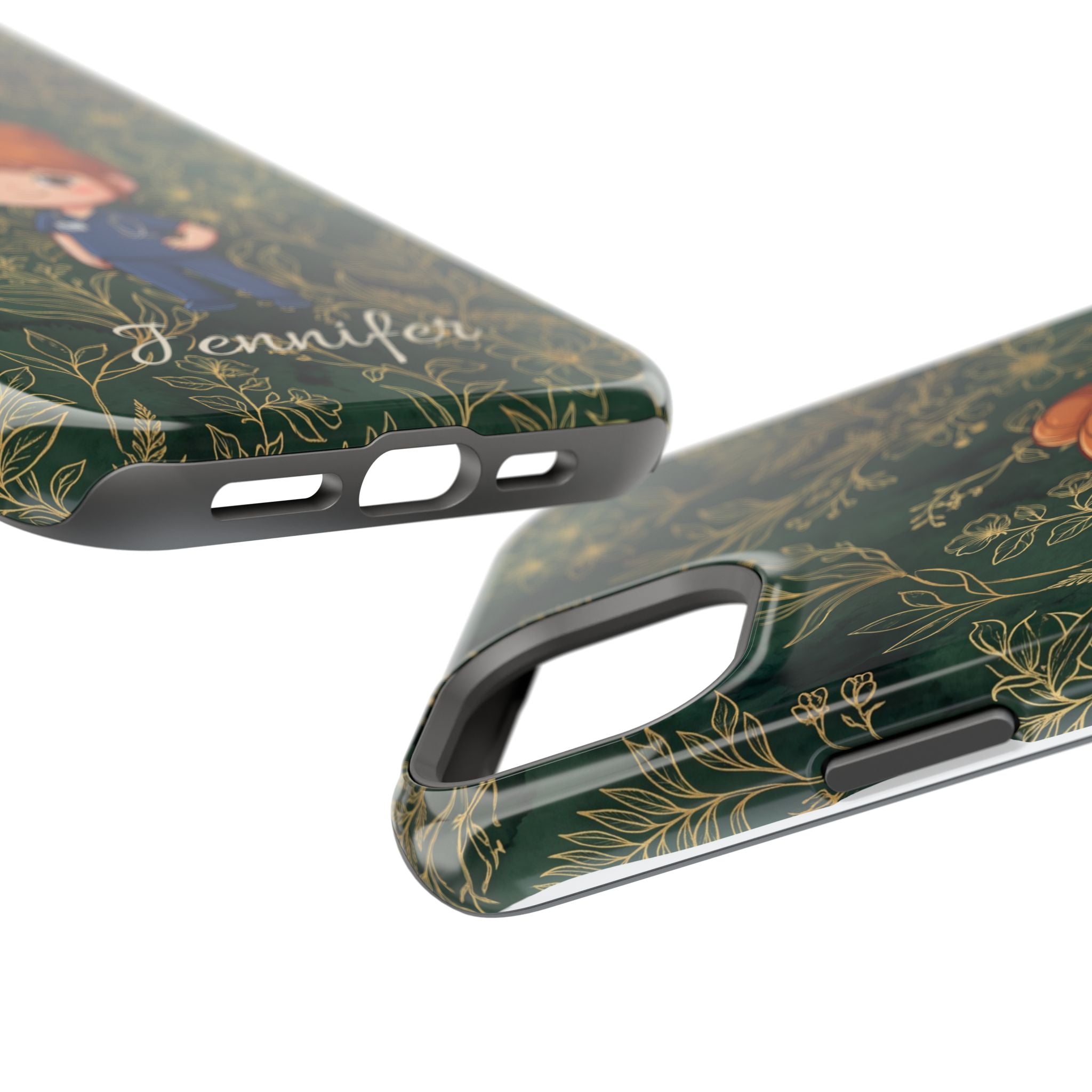 Personalized Nurse Botanical Phone Case — Impact-Resistant Wireless Charging Cover