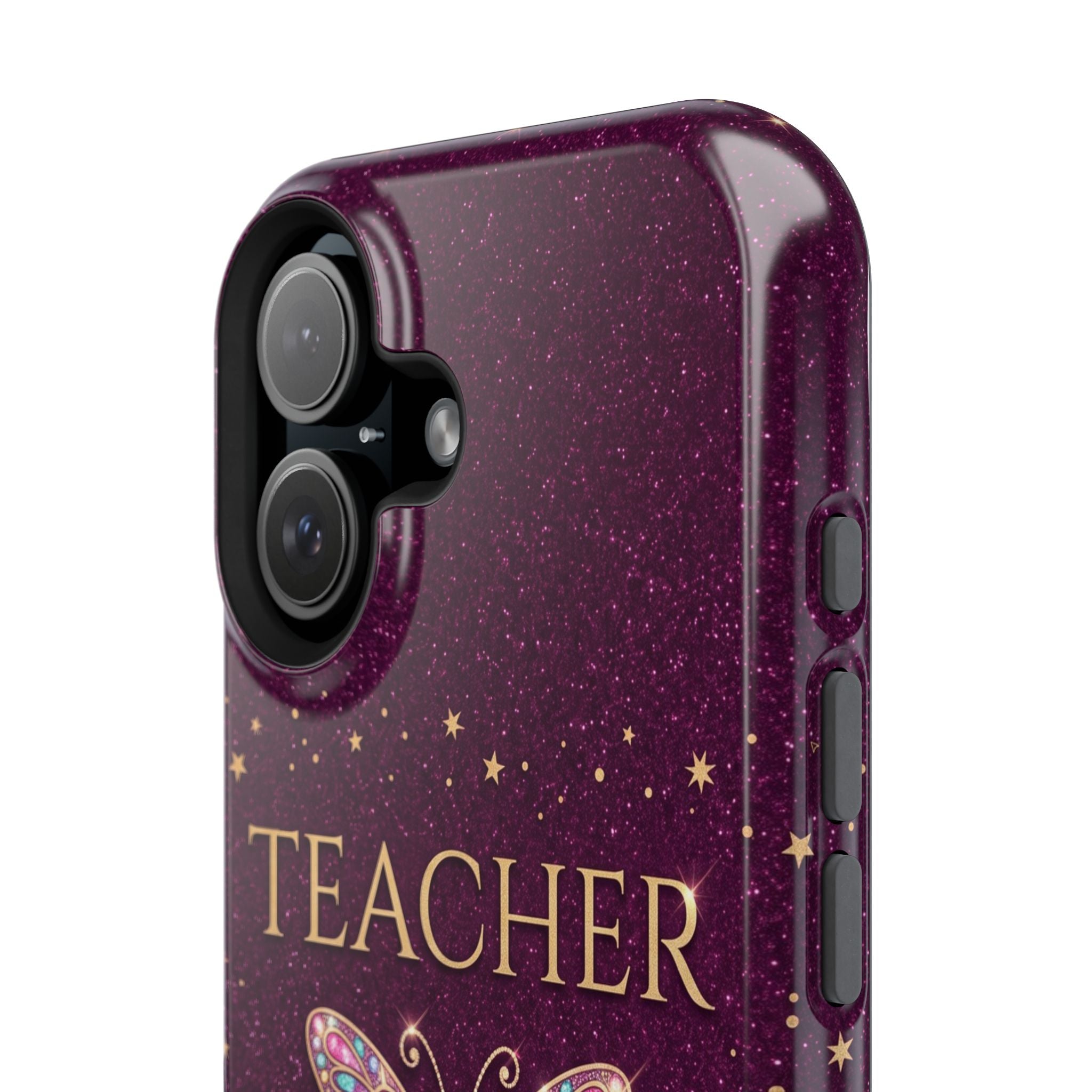Teacher Life Glitter Butterfly Phone Case — Wireless Charging Cover