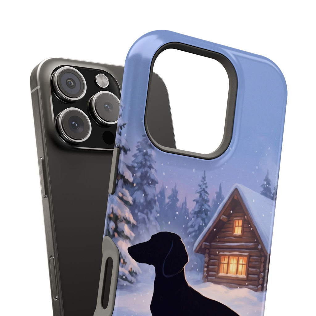 Personalized Dachshund Winter Cabin Phone Case — Wireless Charging Cover