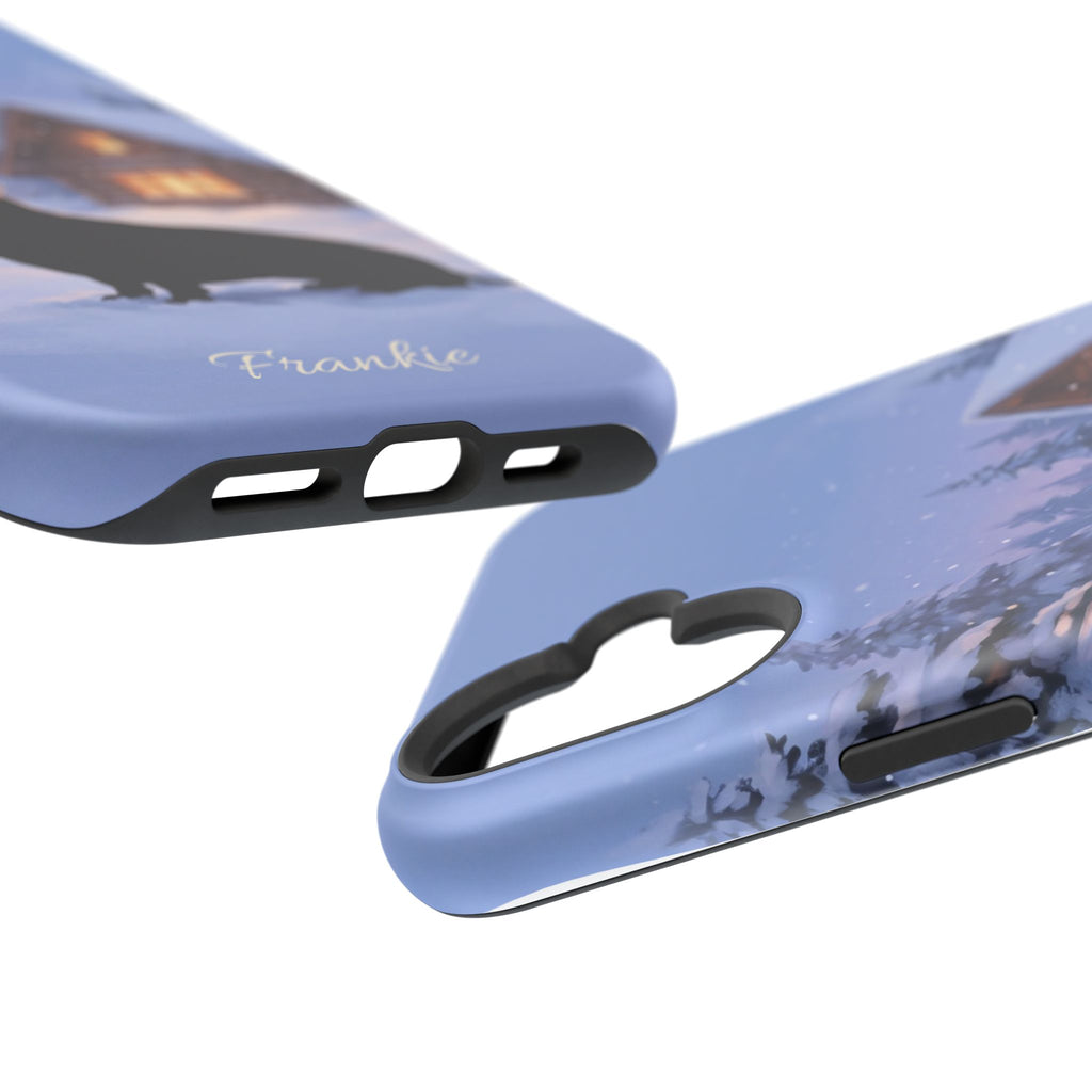 Personalized Dachshund Winter Cabin Phone Case — Wireless Charging Cover