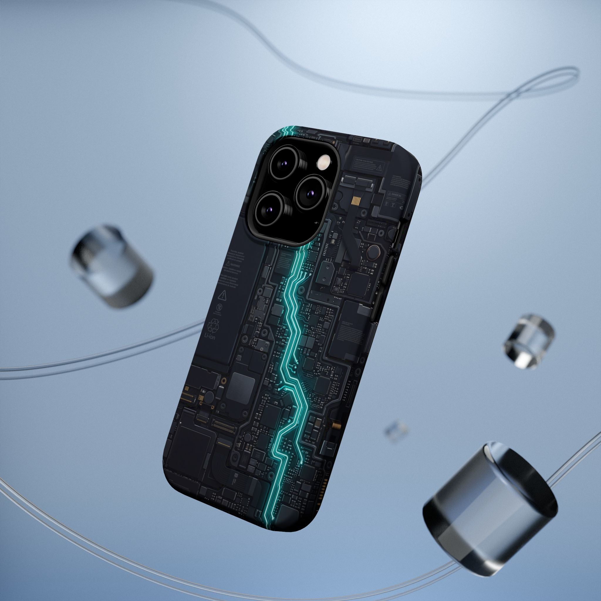 Cyan Bolt Electrician Phone Case — Electric Circuit Wireless Charging Cover