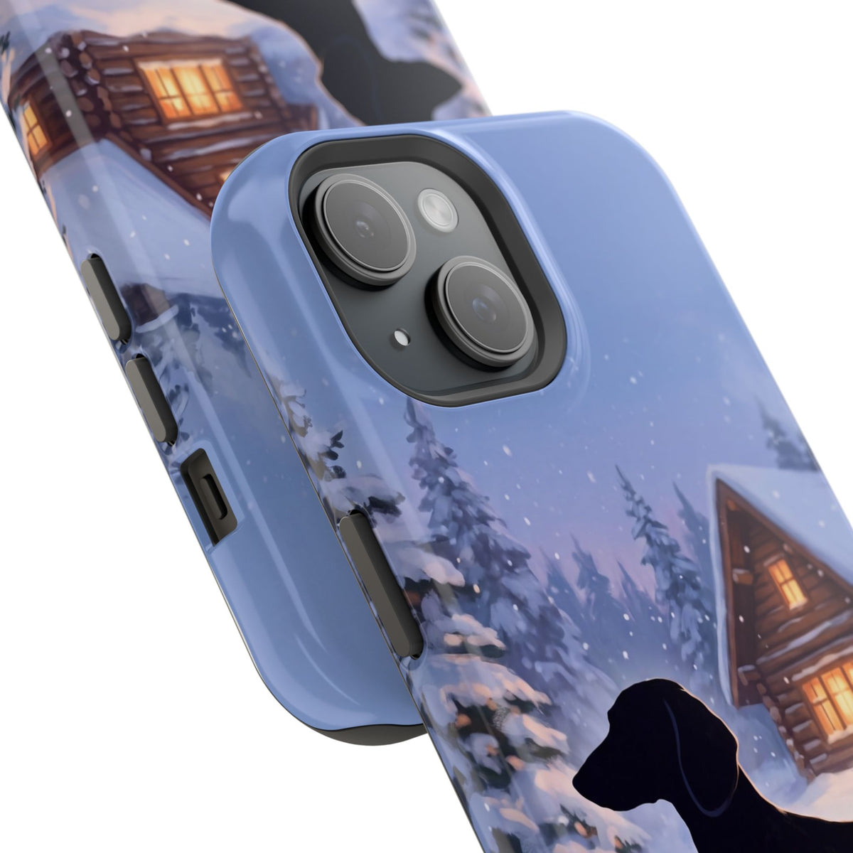 Personalized Dachshund Winter Cabin Phone Case — Wireless Charging Cover