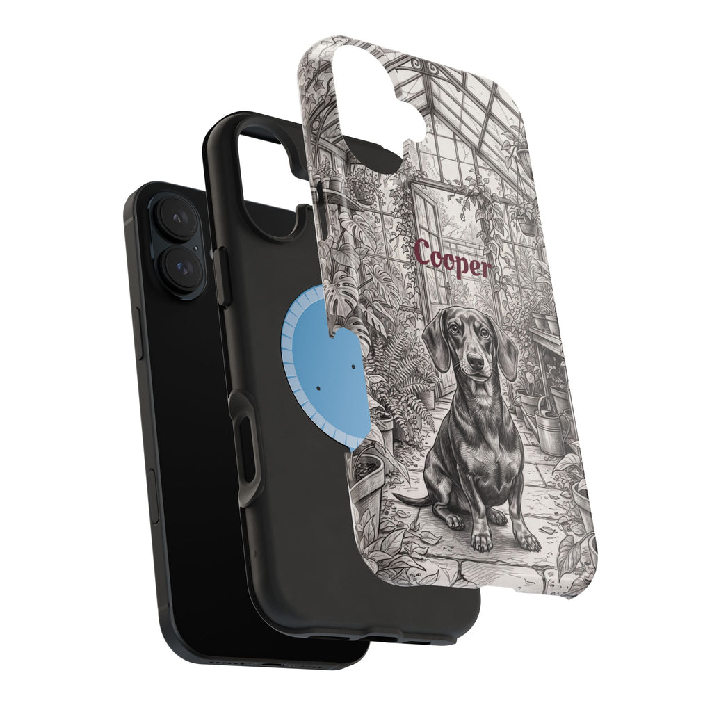 Personalized Dachshund Vintage Greenhouse Phone Case — Wireless Charging Cover