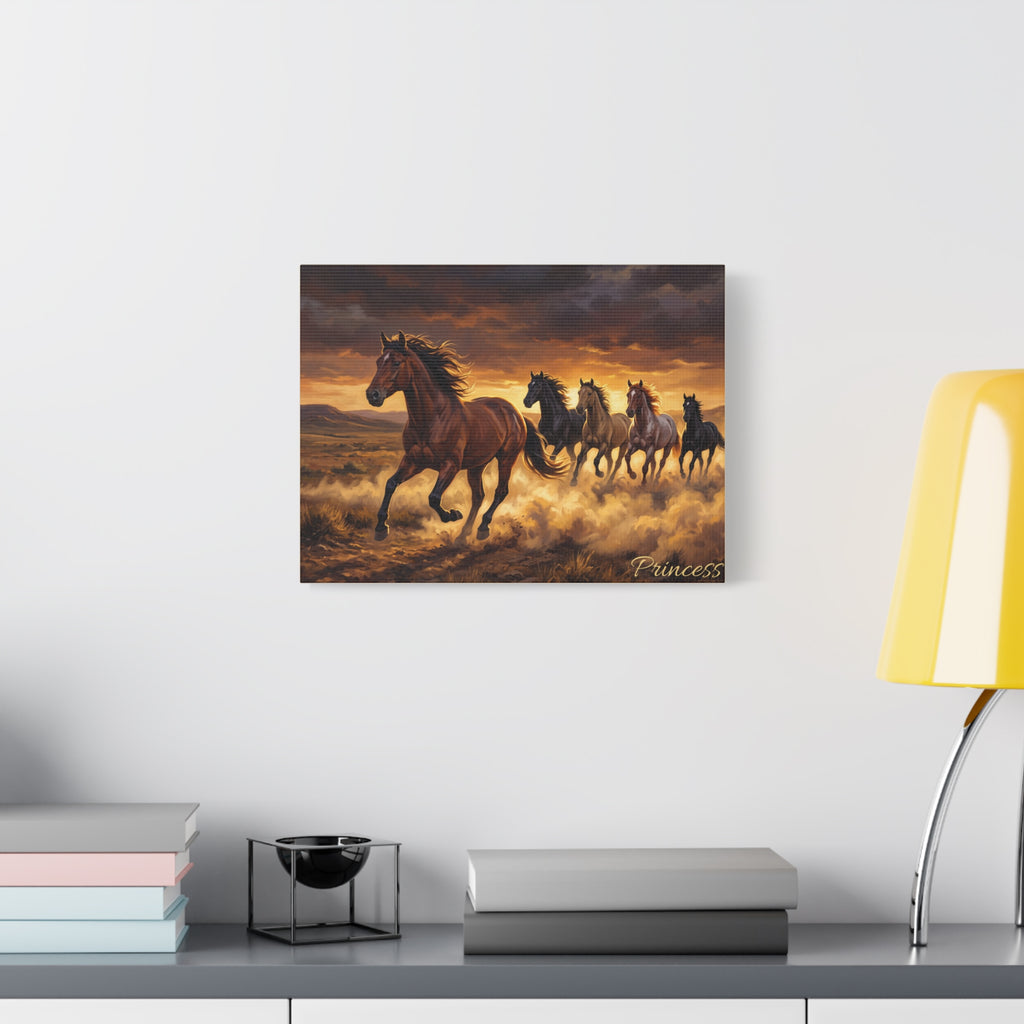 Horse Personalized Canvas | Wild Mustang Stampede Wall Art