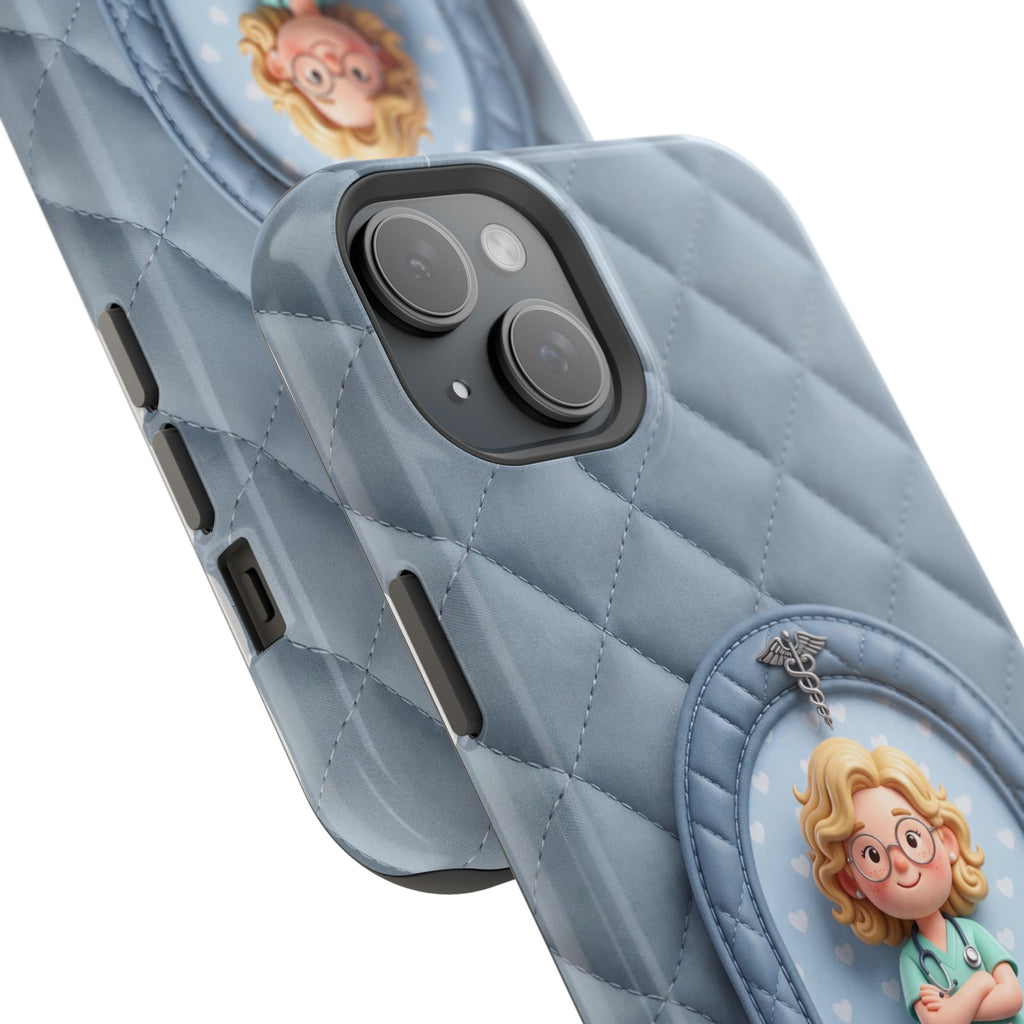 Personalized Quilted Nurse Phone Case — Wireless Charging Cover