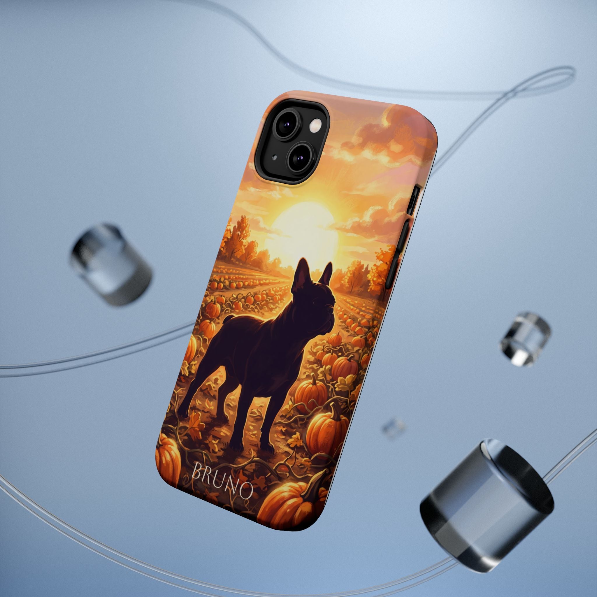 Personalized French Bulldog Pumpkin Patch Phone Case — Wireless Charging Cover