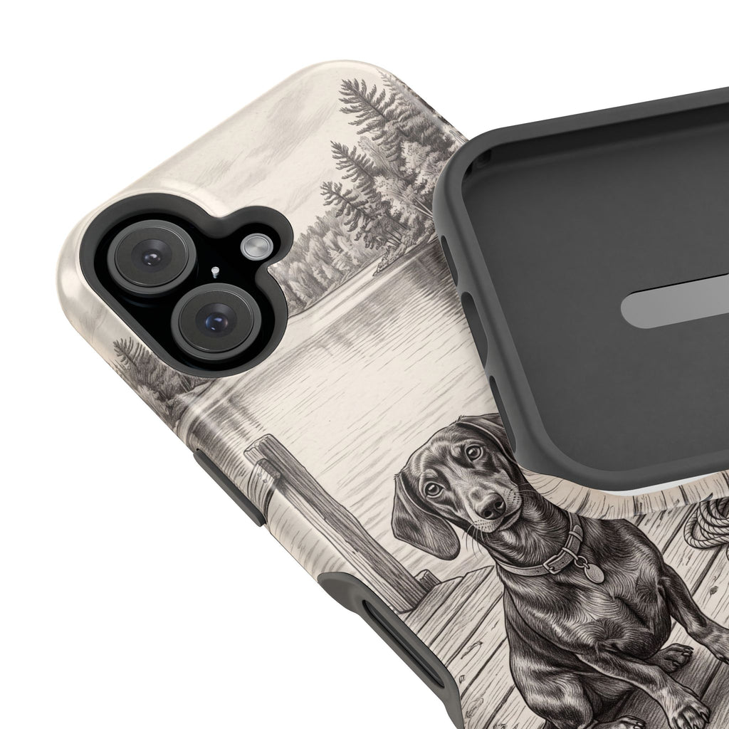 Personalized Dachshund Sunset Beach Phone Case — Wireless Charging Cover