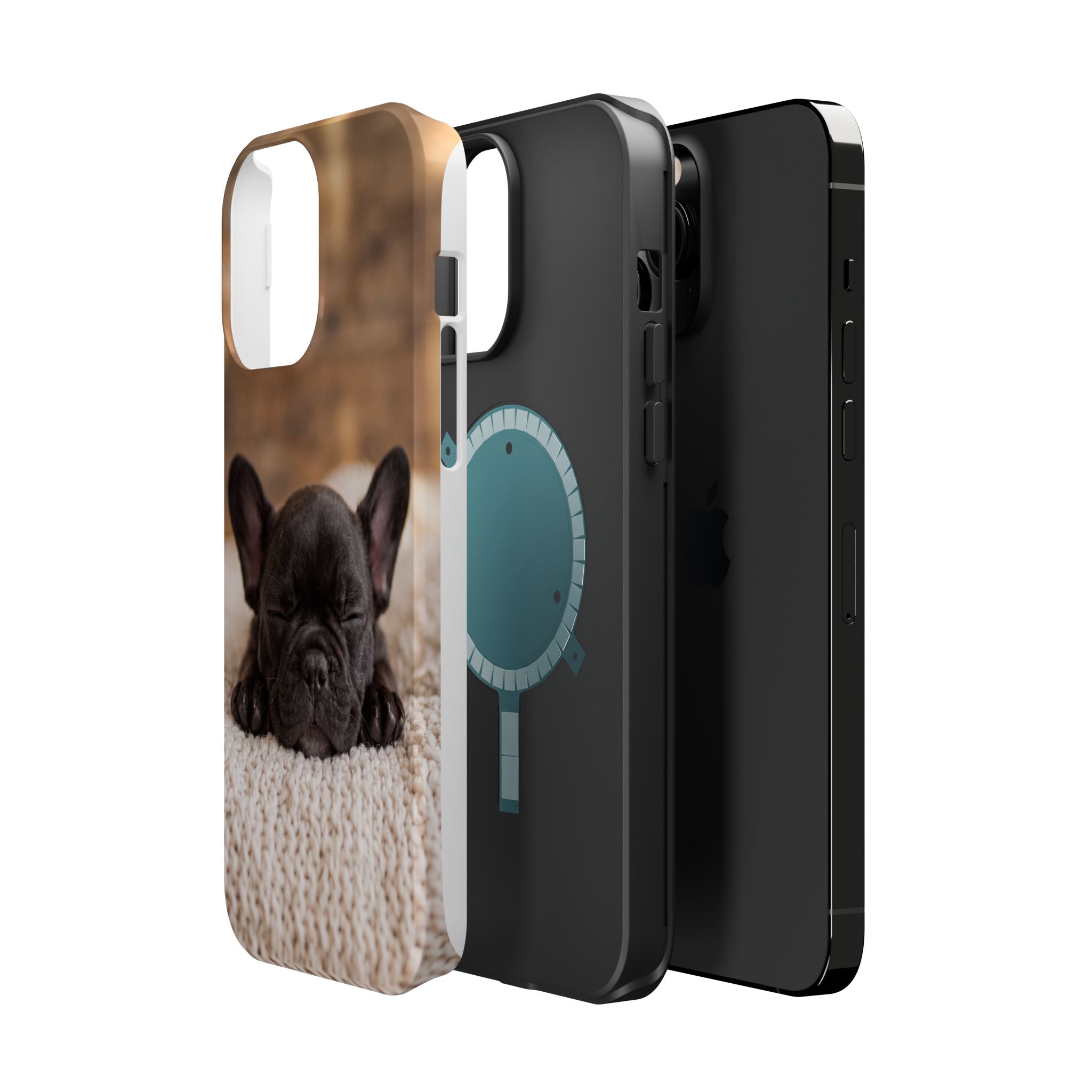 Sleepy French Bulldog Phone Case — Impact-Resistant Wireless Charging Cover