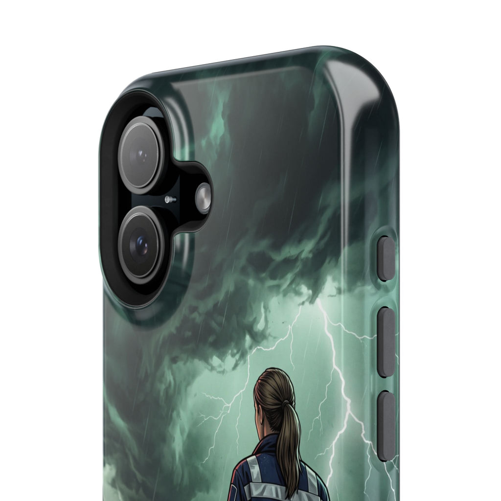 Female Paramedic Green Storm Phone Case — Magnetic Wireless Charging Cover