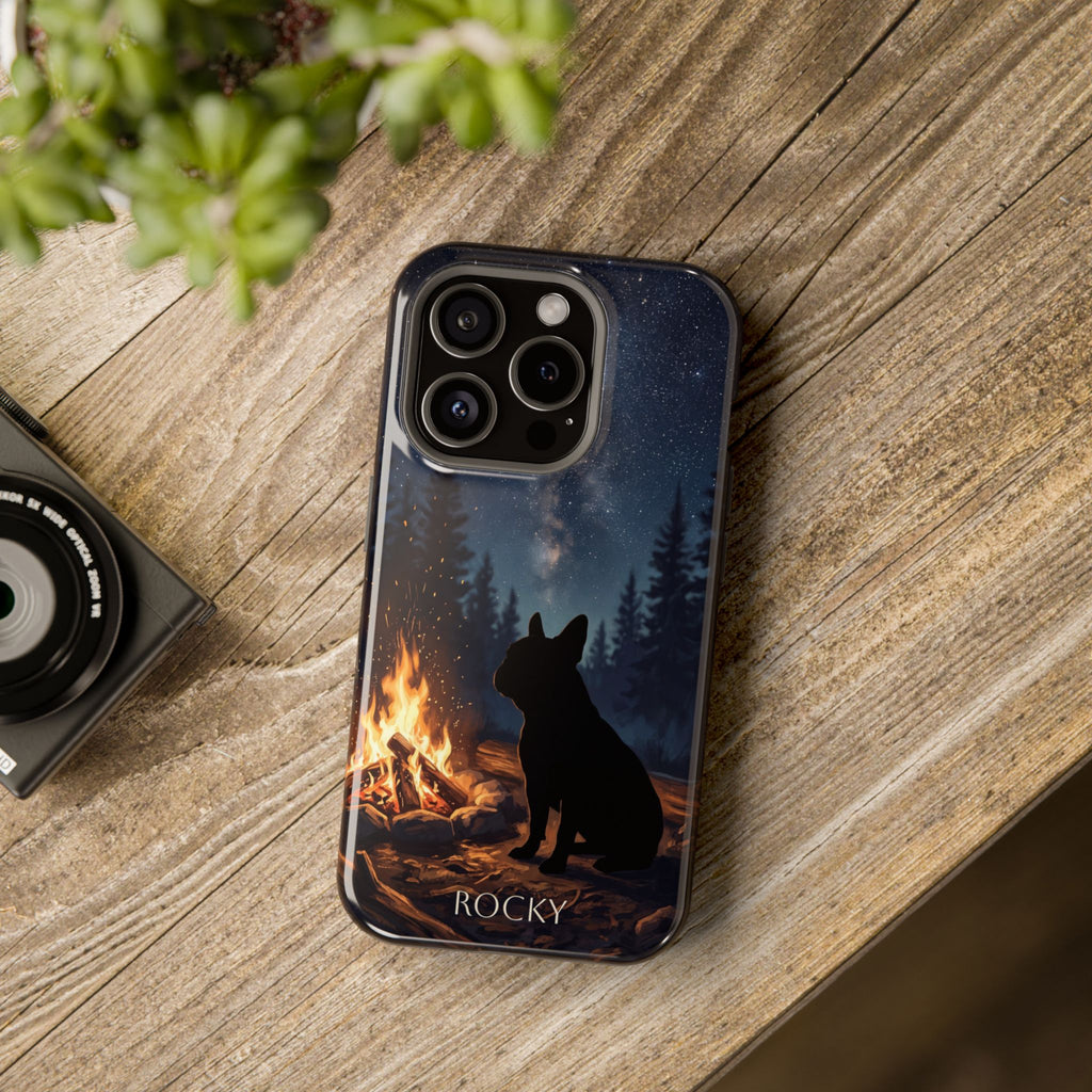 Personalized French Bulldog Campfire Phone Case — Wireless Charging Cover