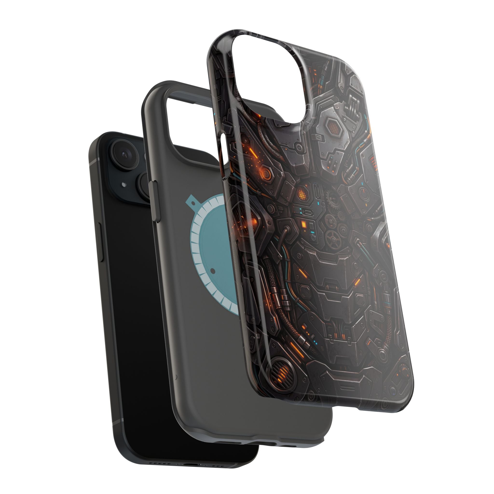 Mech Armor Phone Case — Industrial Circuit Wireless Charging Cover