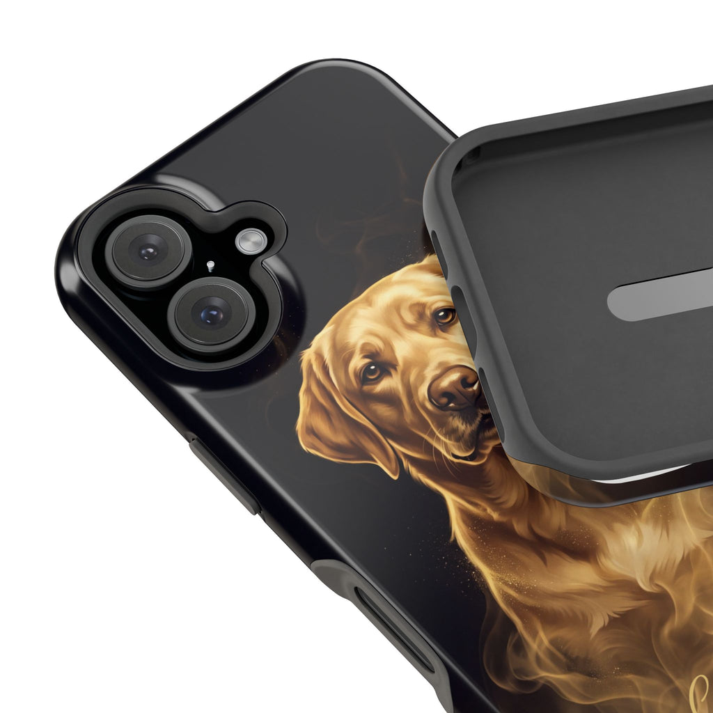 Personalized Gold Smoke Labrador Phone Case — Tough Magnetic Case with Wireless Charging