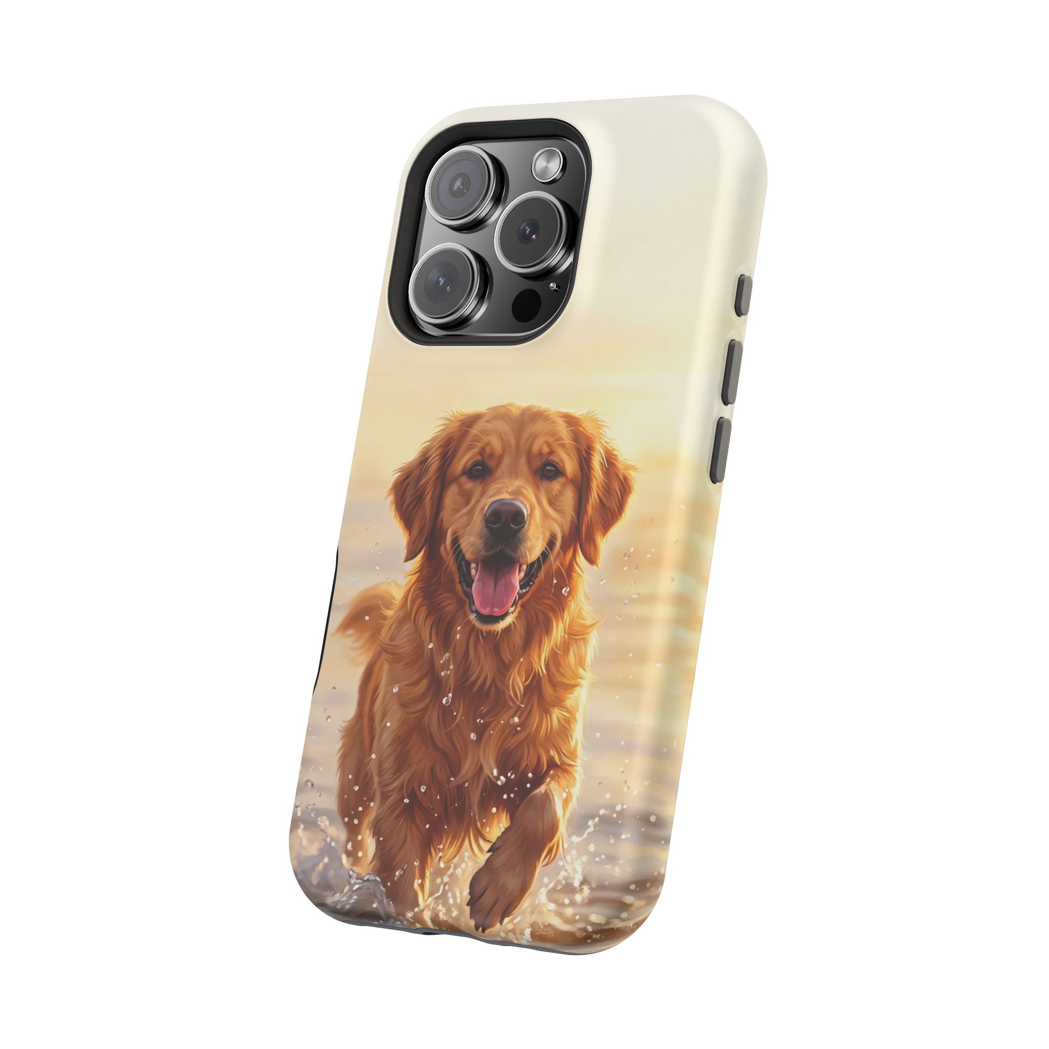 Beach Golden Retriever Phone Case — Impact-Resistant Wireless Charging Cover