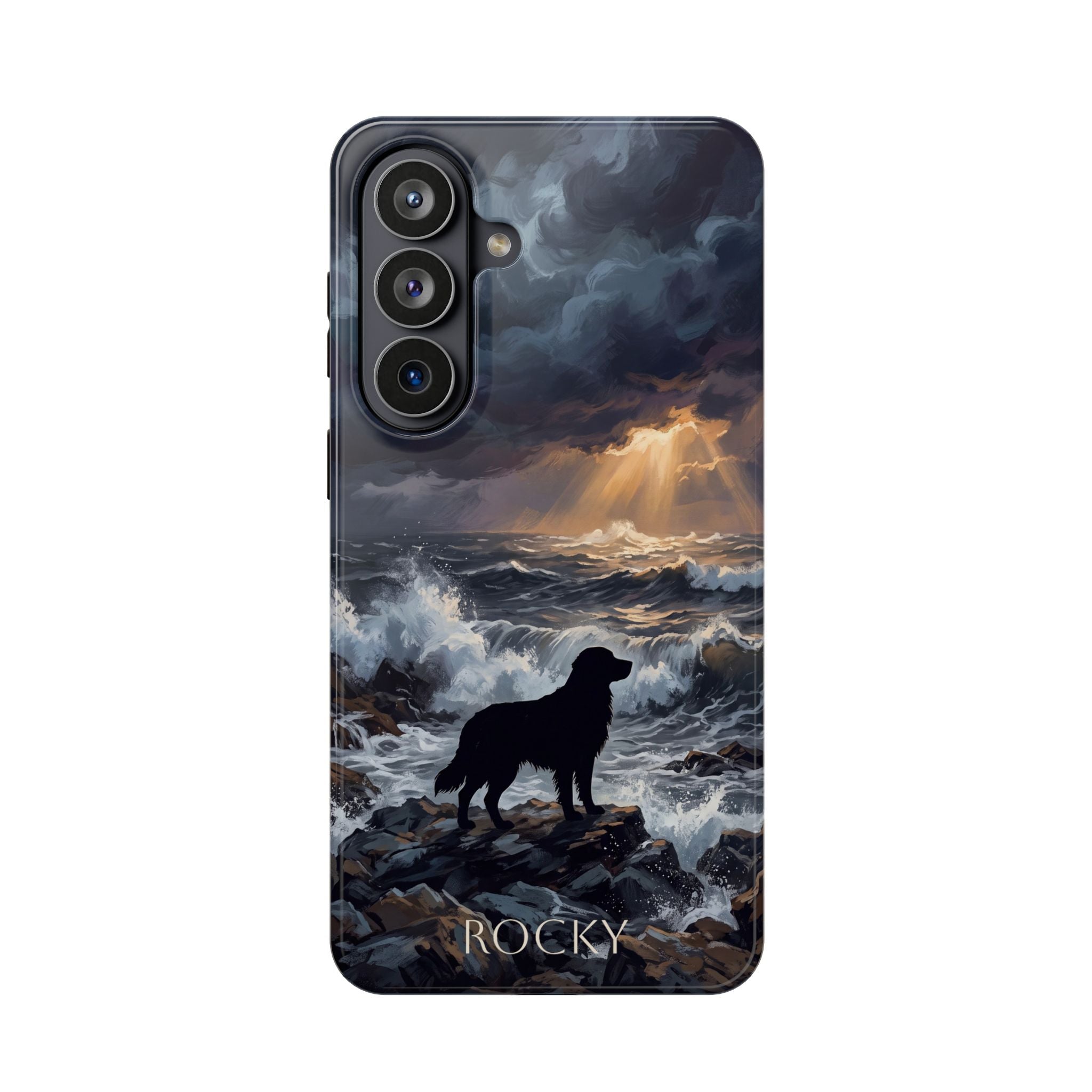 Personalized Golden Retriever Stormy Sea Phone Case — Wireless Charging Cover