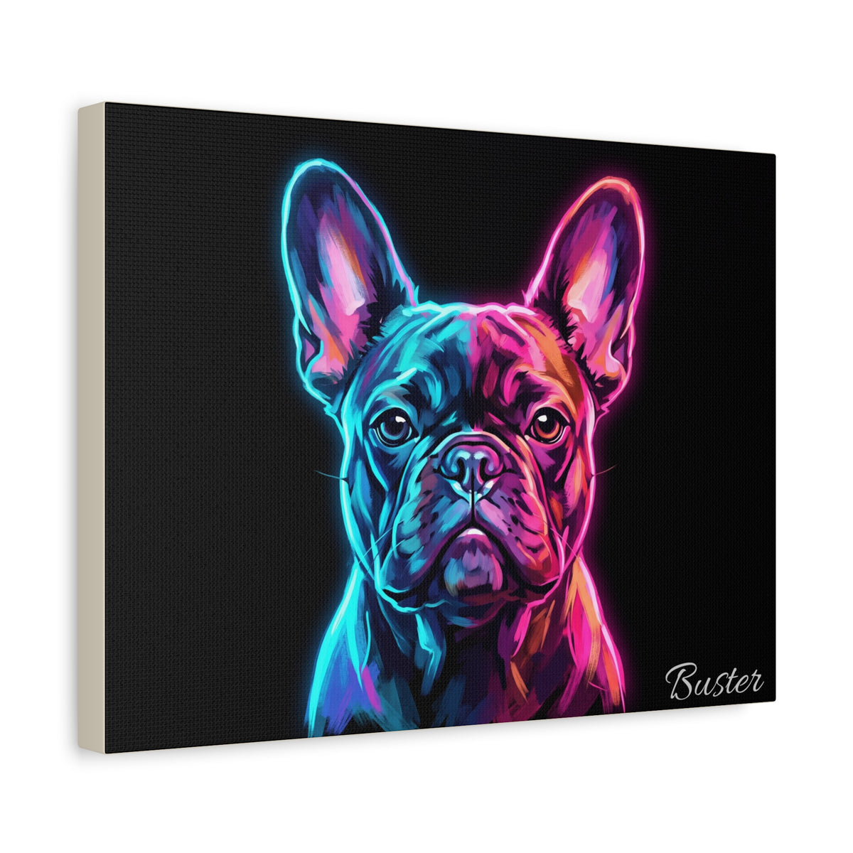 French Bulldog Personalized Canvas | Neon Glow Wall Art