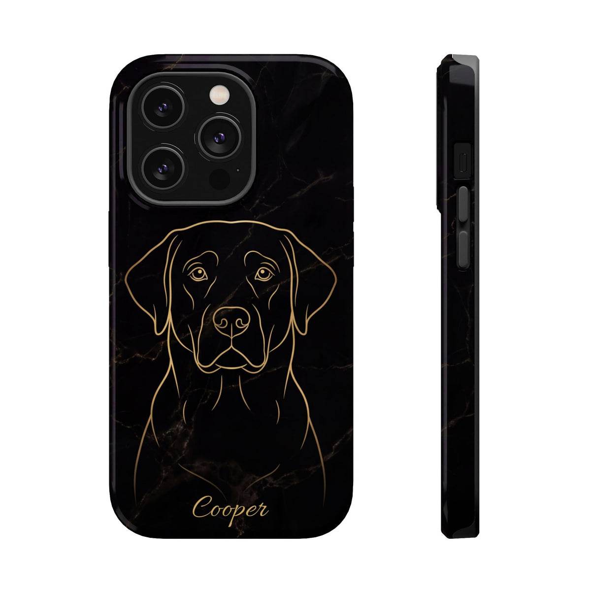 Personalized Gold Line Art Labrador Phone Case — Tough Magnetic Case with Wireless Charging