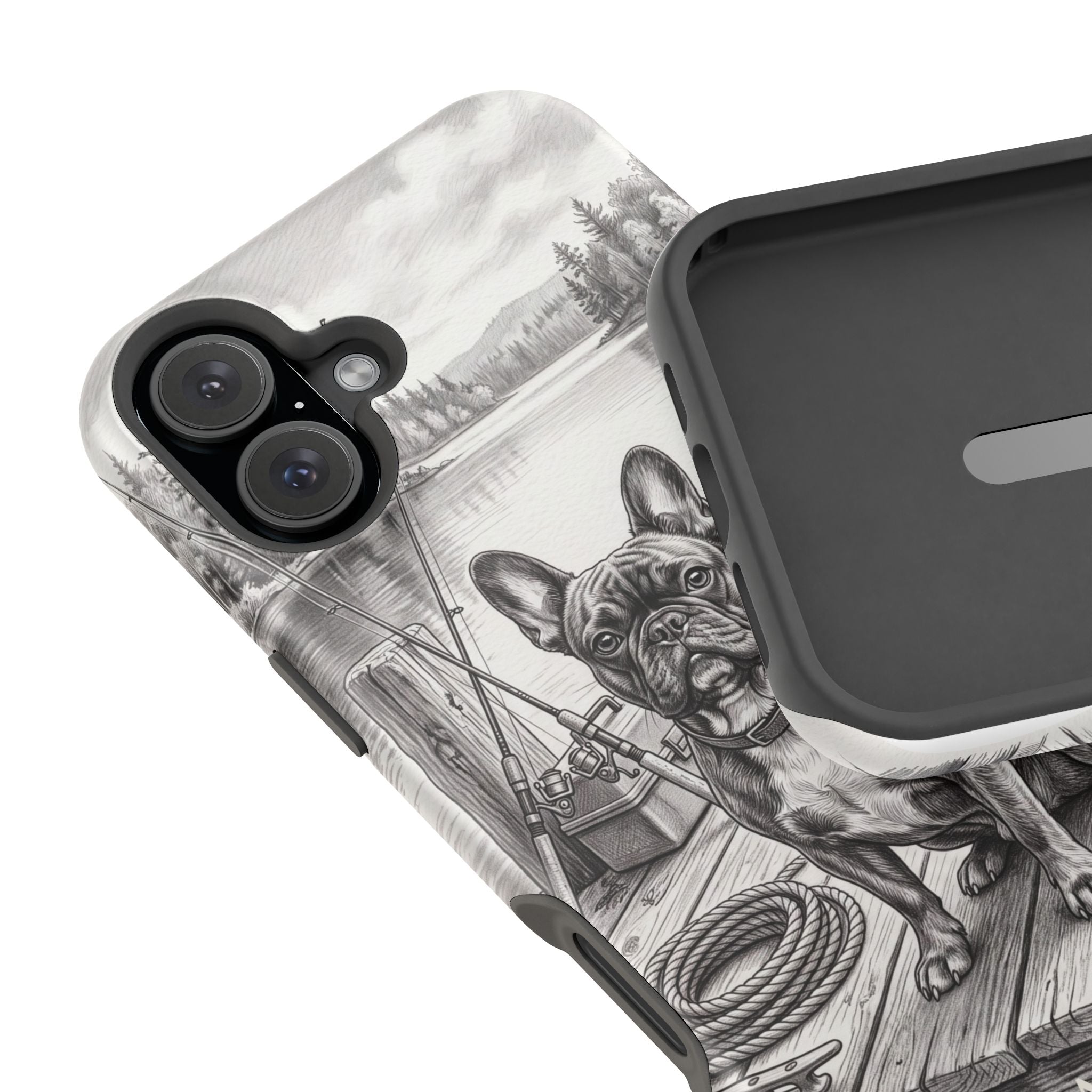 Personalized French Bulldog Lakeside Dock Phone Case — Wireless Charging Cover
