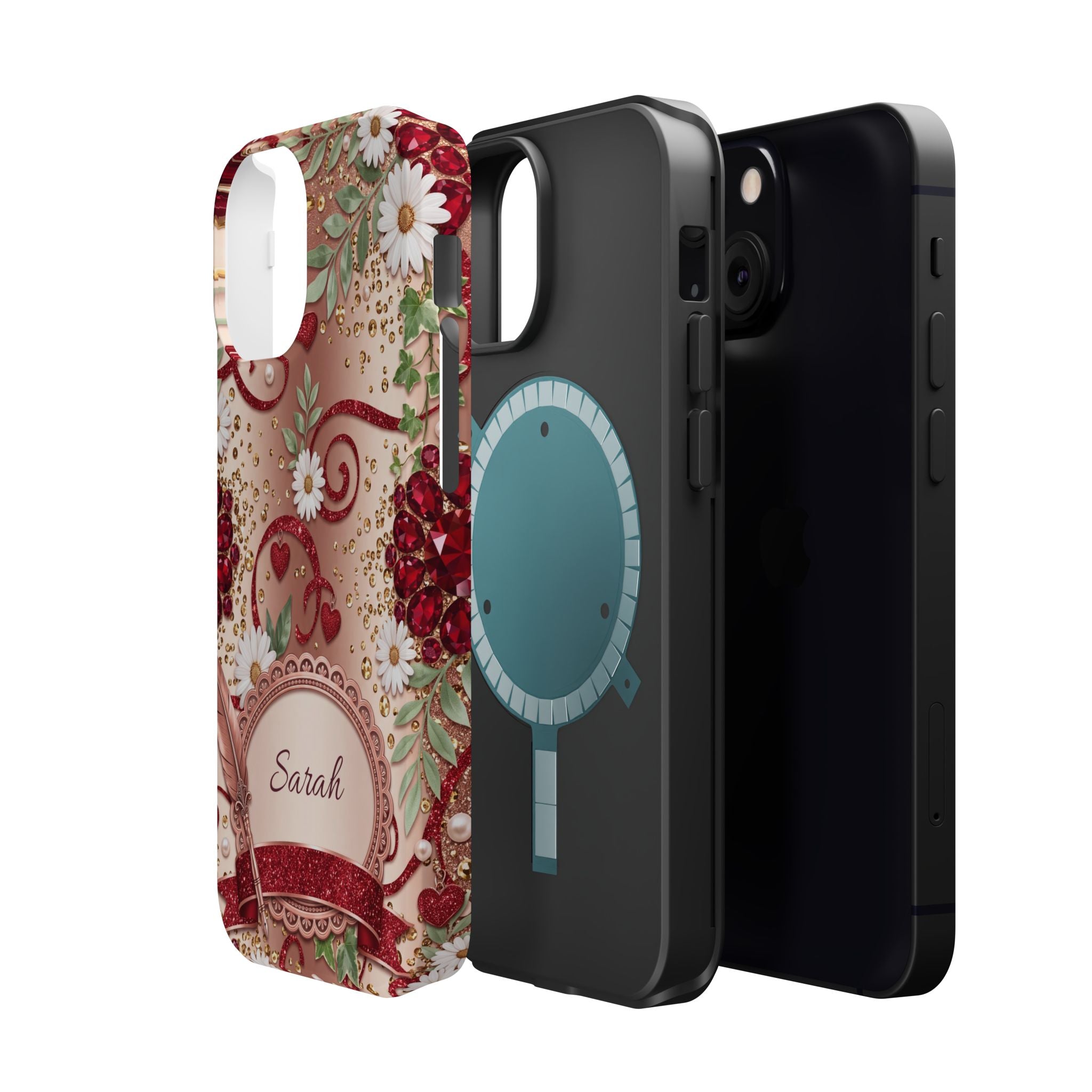 Personalized Vintage Floral Teacher Phone Case — Wireless Charging Cover