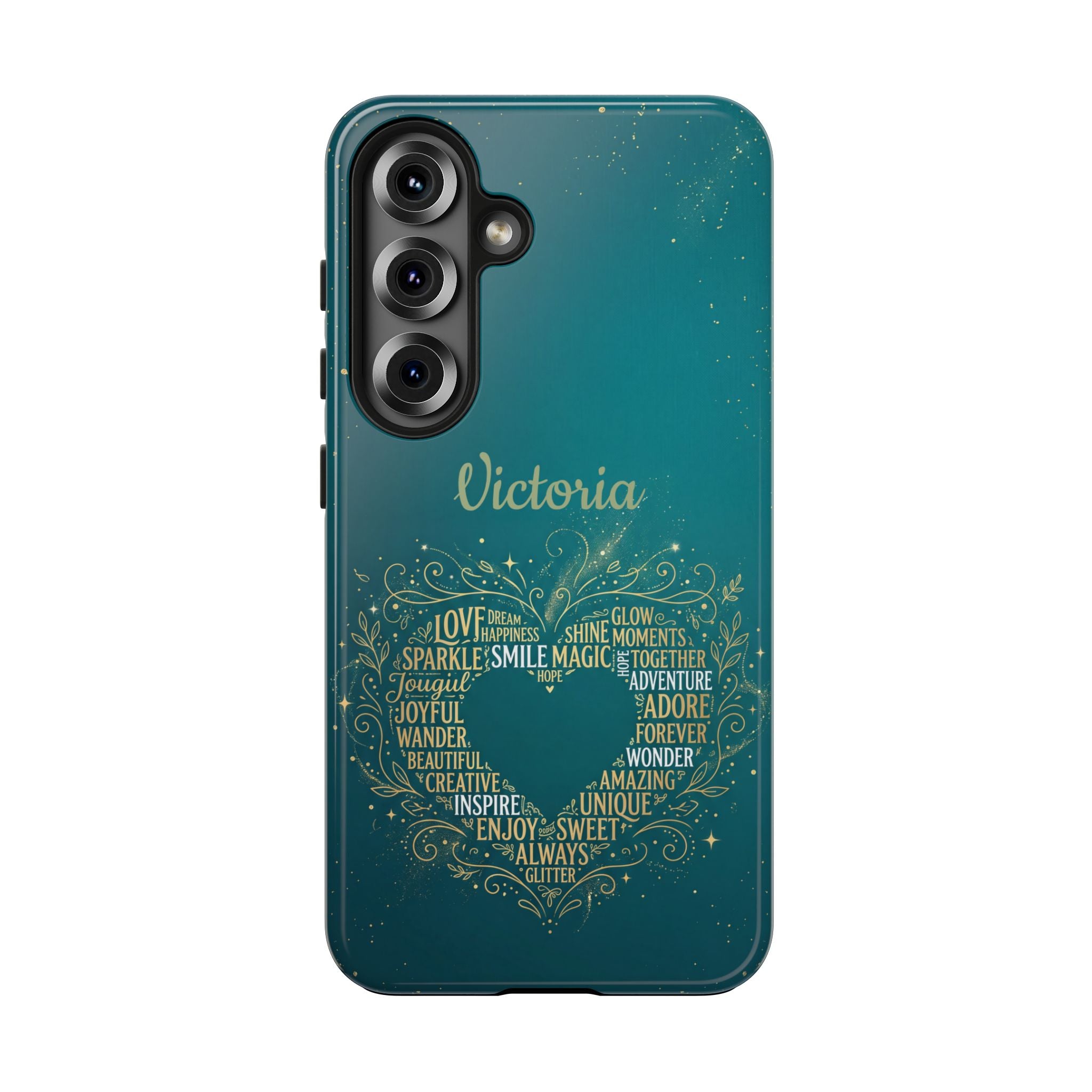 Personalized Teacher Phone Case — Custom Name Heart Word Art Design