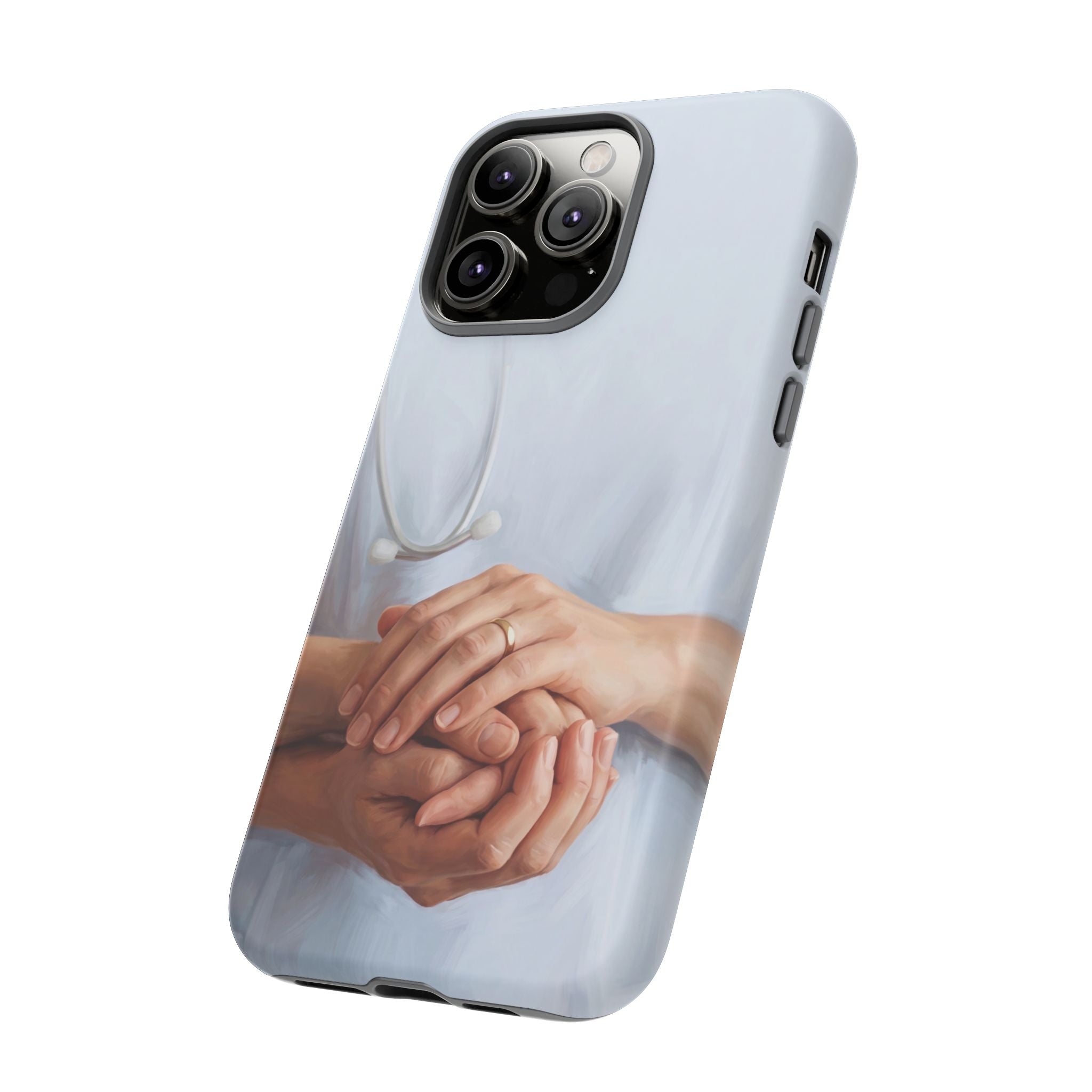 Nurse's Comforting Hands Phone Case | Caring Hands & Stethoscope Illustration | iPhone & Samsung