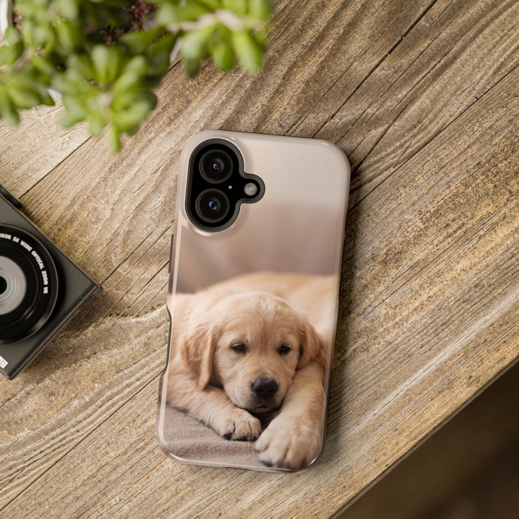 Golden Retriever Puppy Phone Case — Impact-Resistant Wireless Charging Cover
