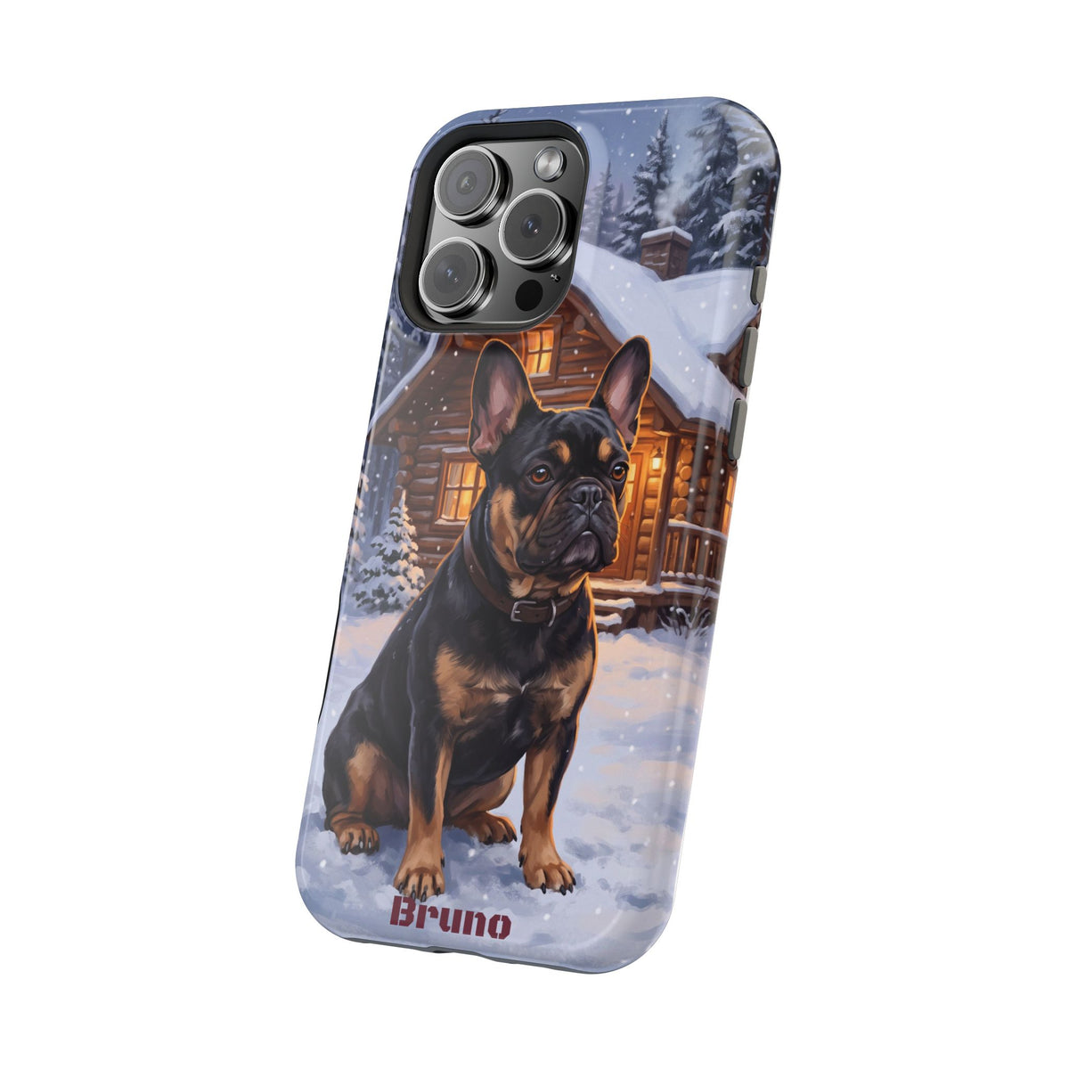 Personalized French Bulldog Cozy Cabin Phone Case — Wireless Charging Cover