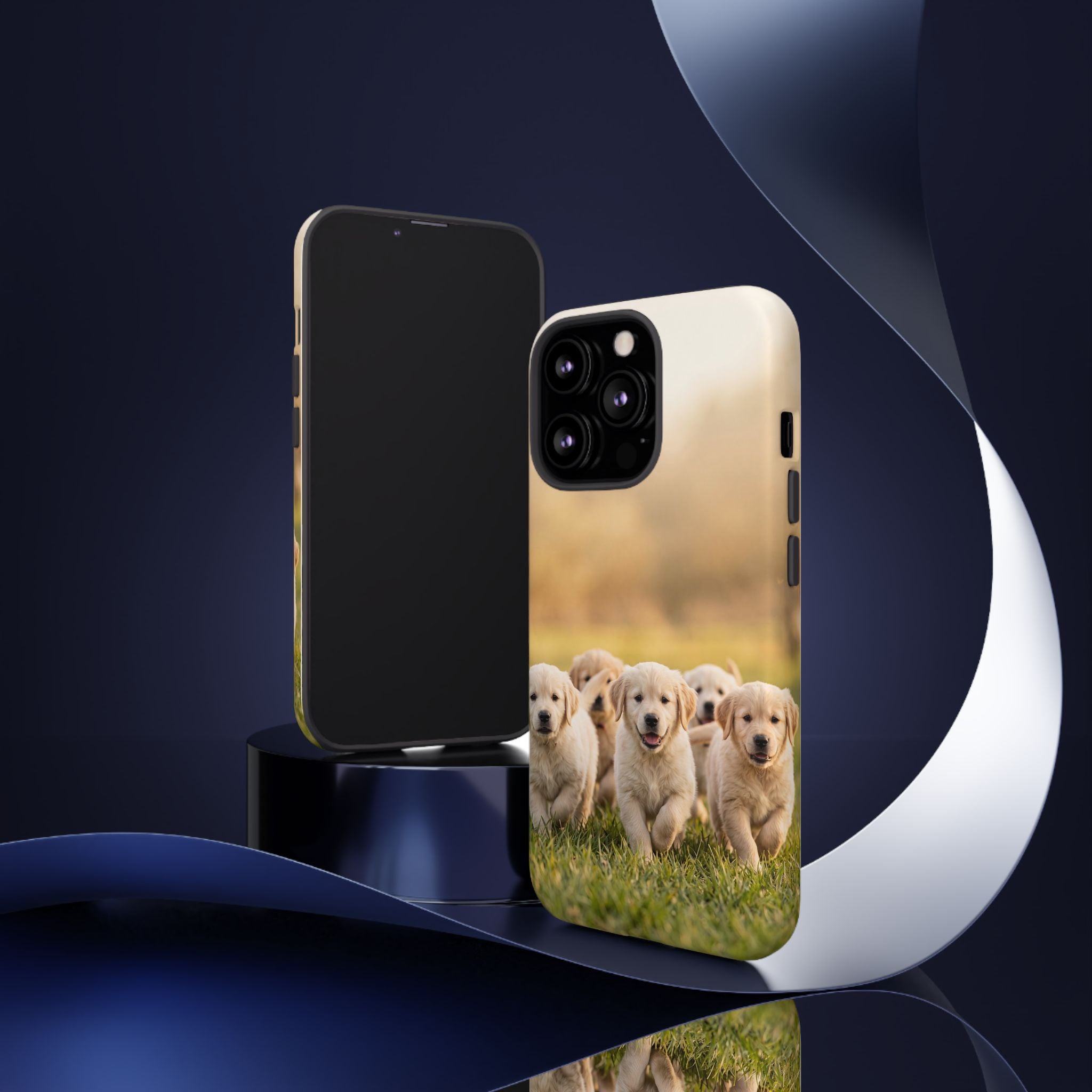Golden Retriever Puppies Phone Case | Playful Puppy Pack Running in Grass | iPhone & Samsung