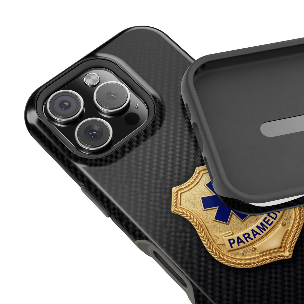 Gold Paramedic Badge Black Phone Case — Magnetic Wireless Charging Cover
