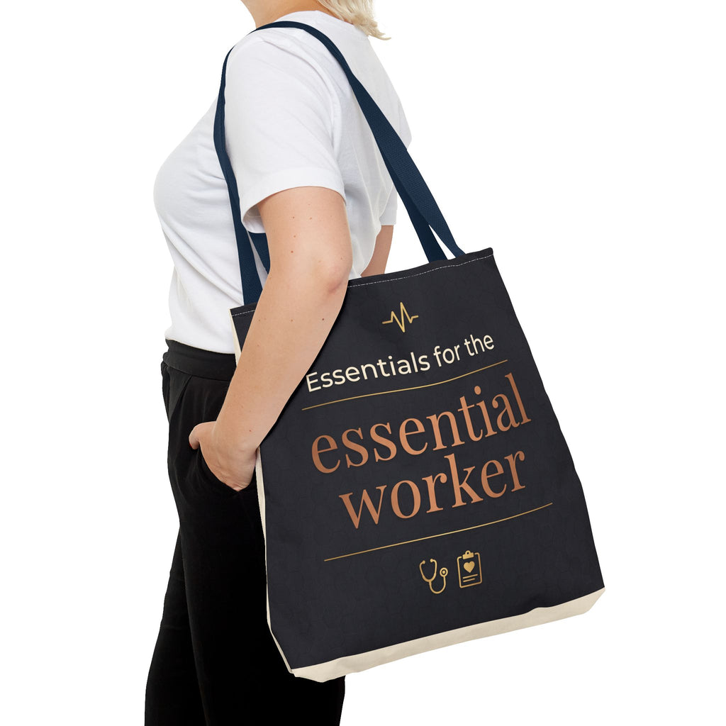Essentials for the Essential Worker Tote | Healthcare Worker Gift Tote Bag | Nurse Doctor Appreciation Gift | Premium Polyester Carry-All