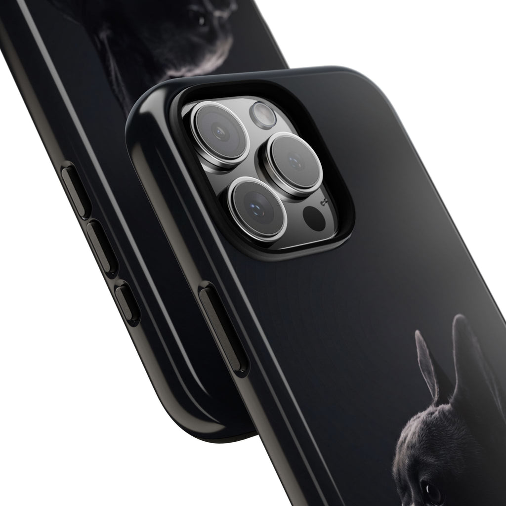 Silhouette French Bulldog Phone Case | Minimalist Black-on-Black Frenchie Profile | iPhone & Samsung