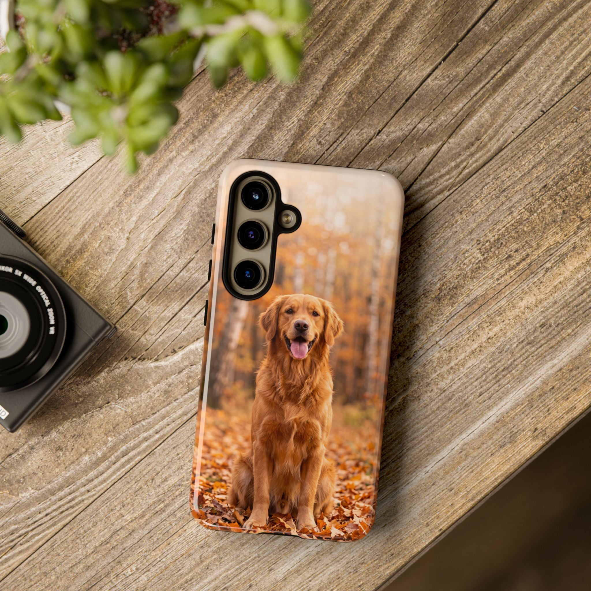 Golden Retriever Autumn Forest Phone Case | Happy Dog in Fall Foliage | Samsung & iPhone