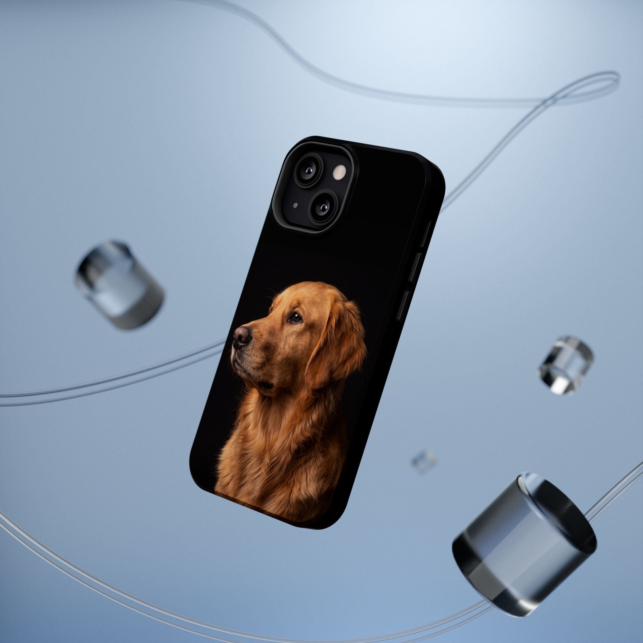 Golden Retriever Portrait Phone Case — Impact-Resistant Wireless Charging Cover