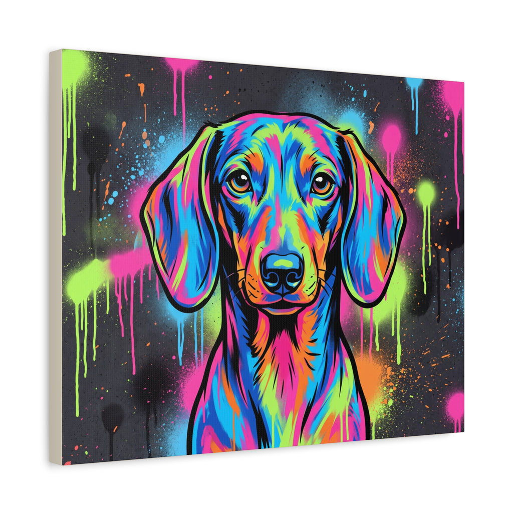 Dachshund Canvas | Neon Pop Art Drip Wall Art