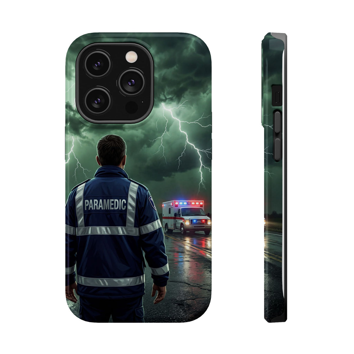 Paramedic Green Storm Phone Case — Magnetic Wireless Charging Cover