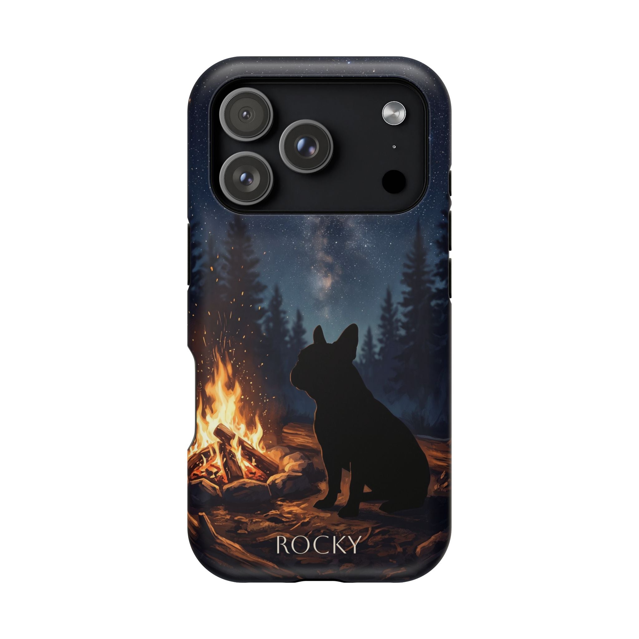 Personalized French Bulldog Campfire Phone Case — Wireless Charging Cover