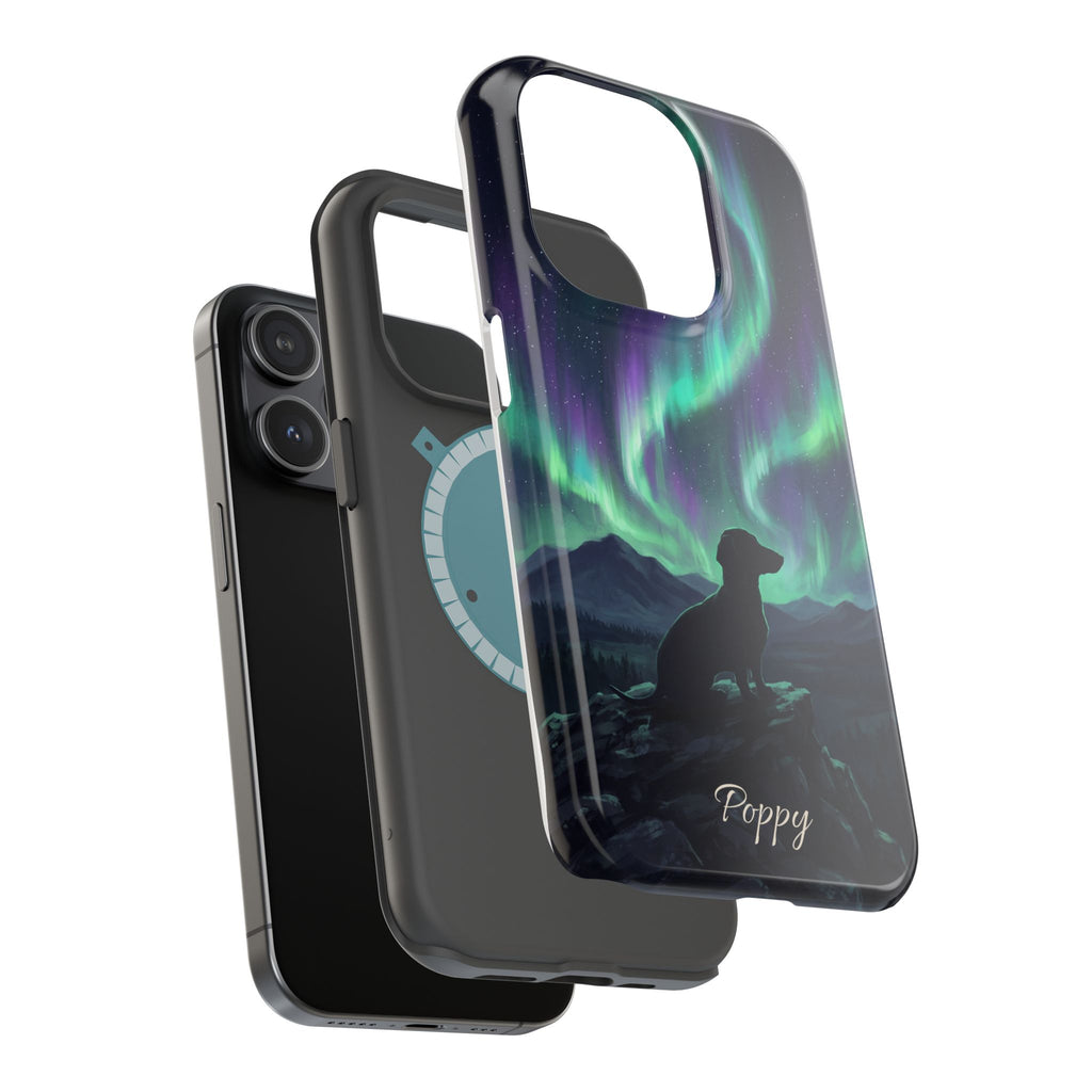 Personalized Dachshund Northern Lights Phone Case — Wireless Charging Cover