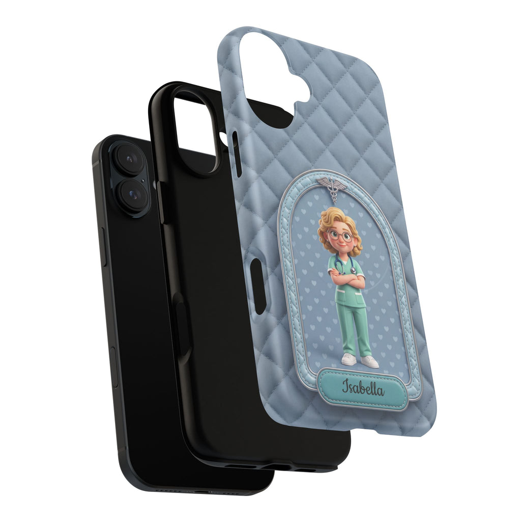 Personalized Nurse Phone Case | Quilted Badge Design, Custom Name iPhone Case