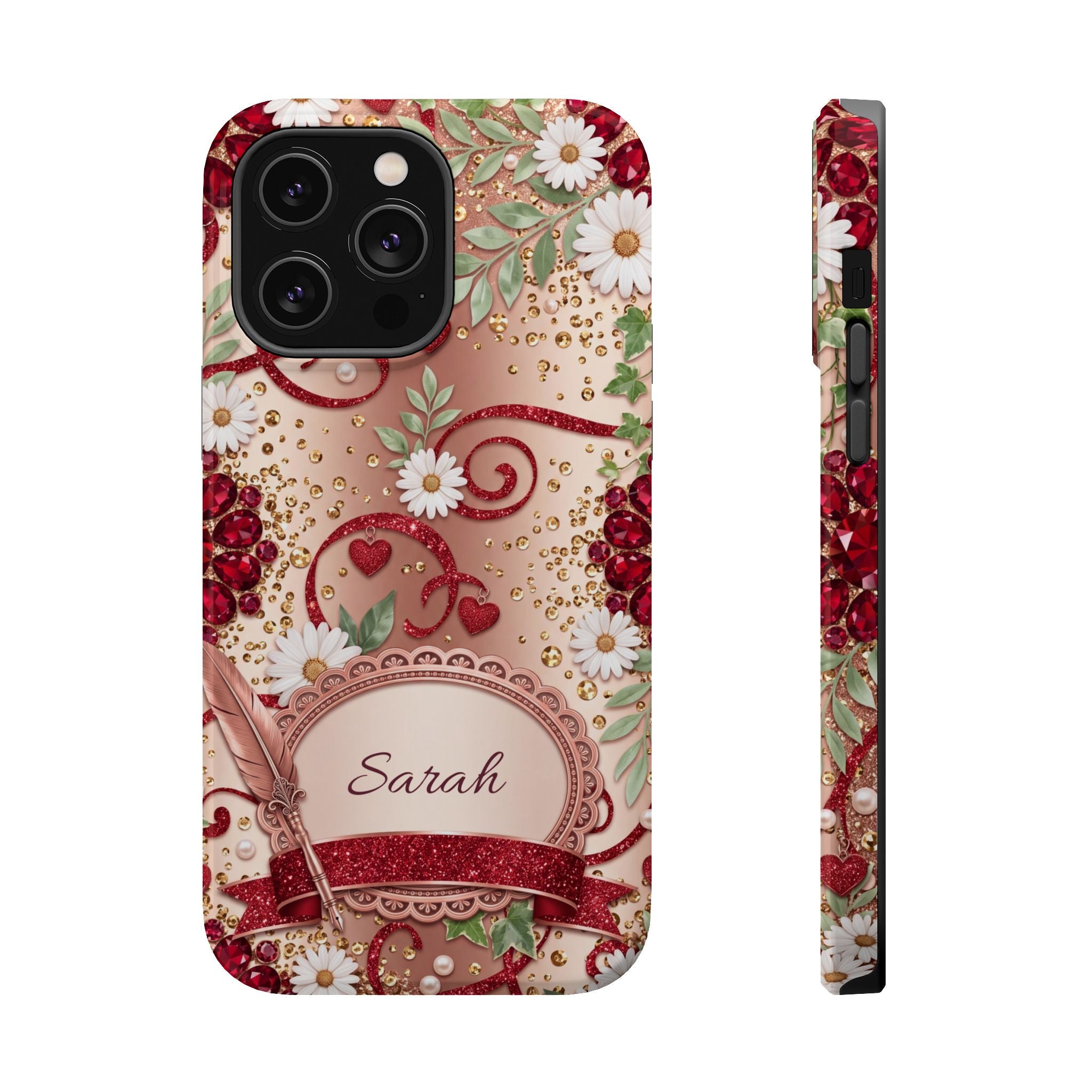 Personalized Vintage Floral Teacher Phone Case — Wireless Charging Cover