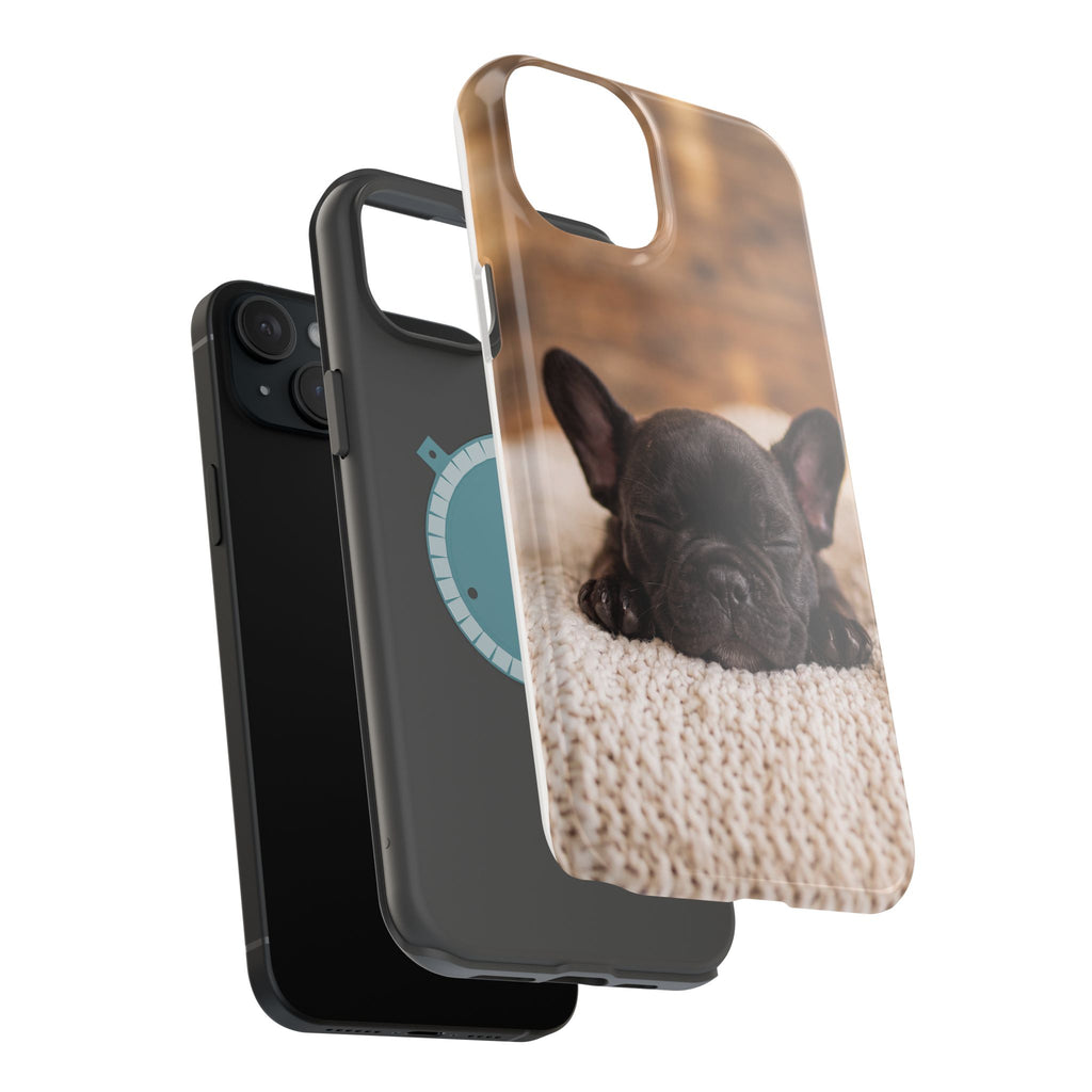 Sleepy French Bulldog Phone Case — Impact-Resistant Wireless Charging Cover