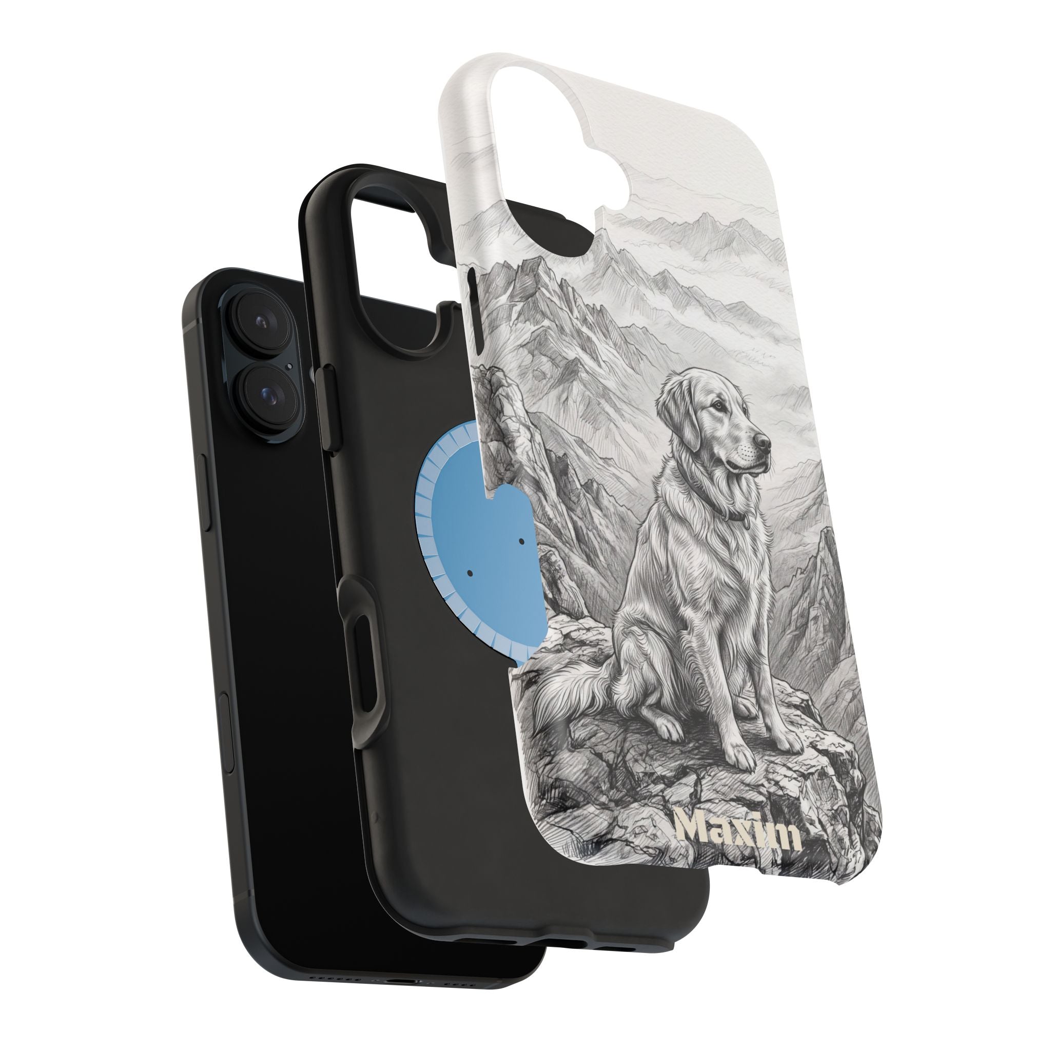 Personalized Golden Retriever Mountain Peak Phone Case — Wireless Charging Cover