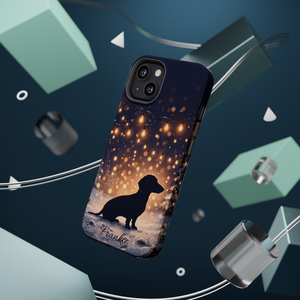 Personalized Dachshund Golden Sparks Phone Case — Wireless Charging Cover