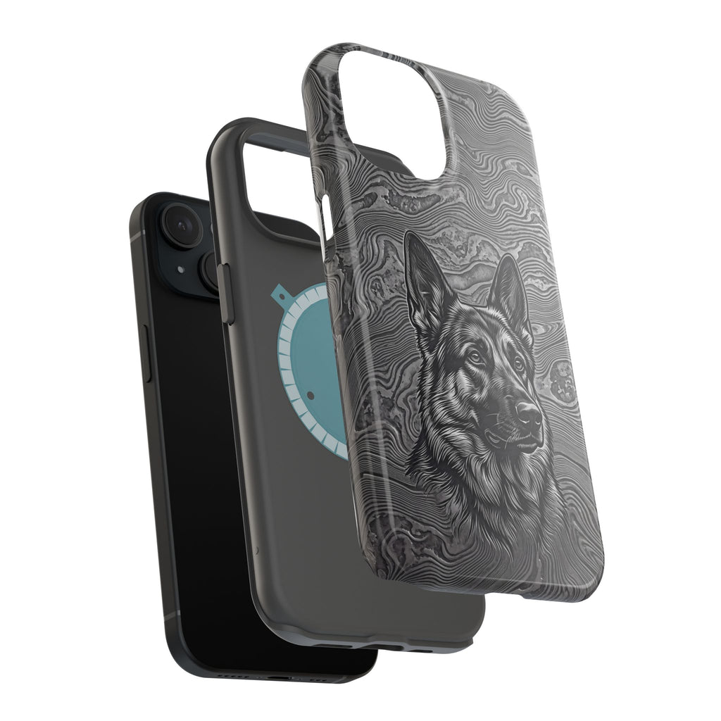 German Shepherd Phone Case | Damascus Art — Tough Magnetic Case with Wireless Charging