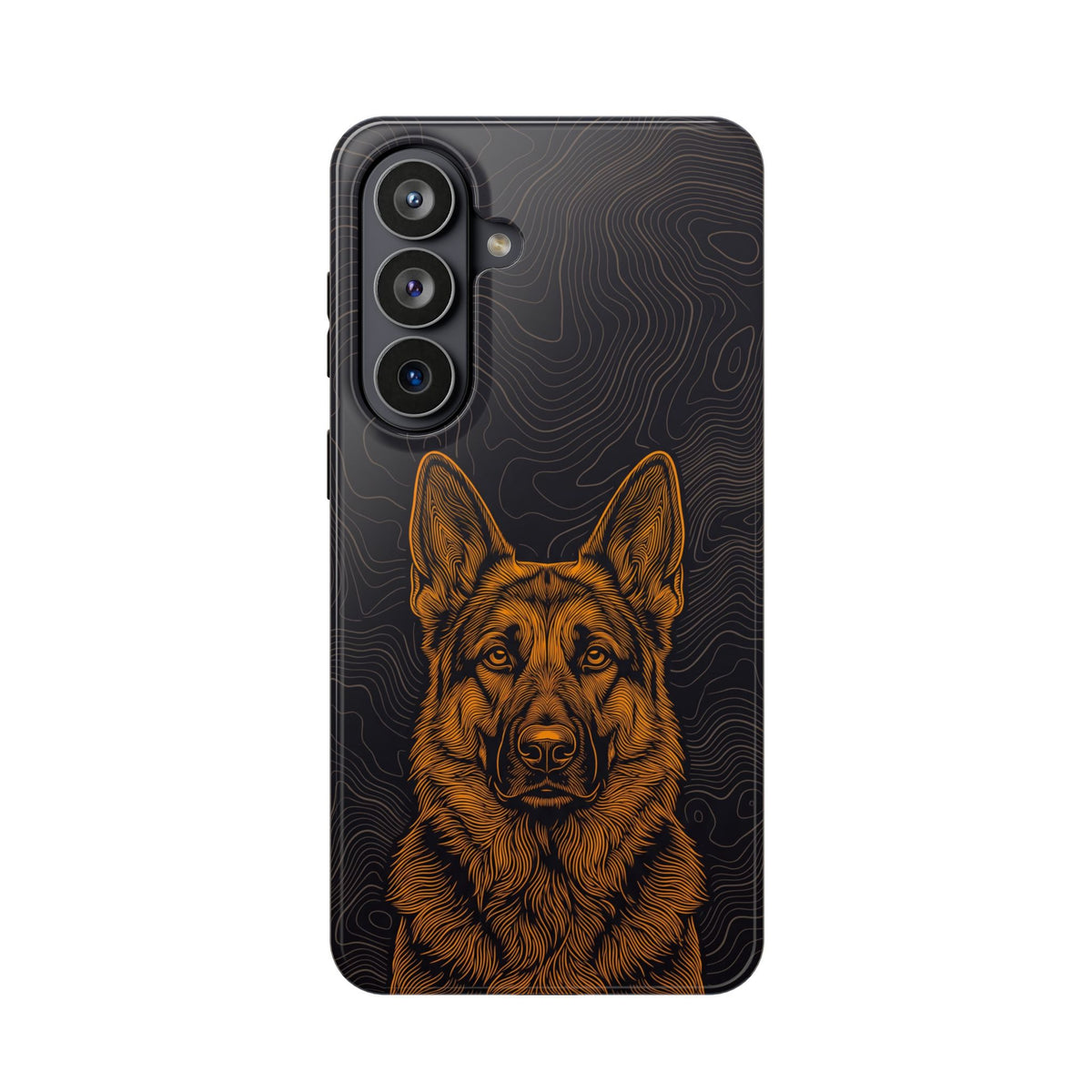 German Shepherd Phone Case | Topographic Line Art — Tough Magnetic Case with Wireless Charging
