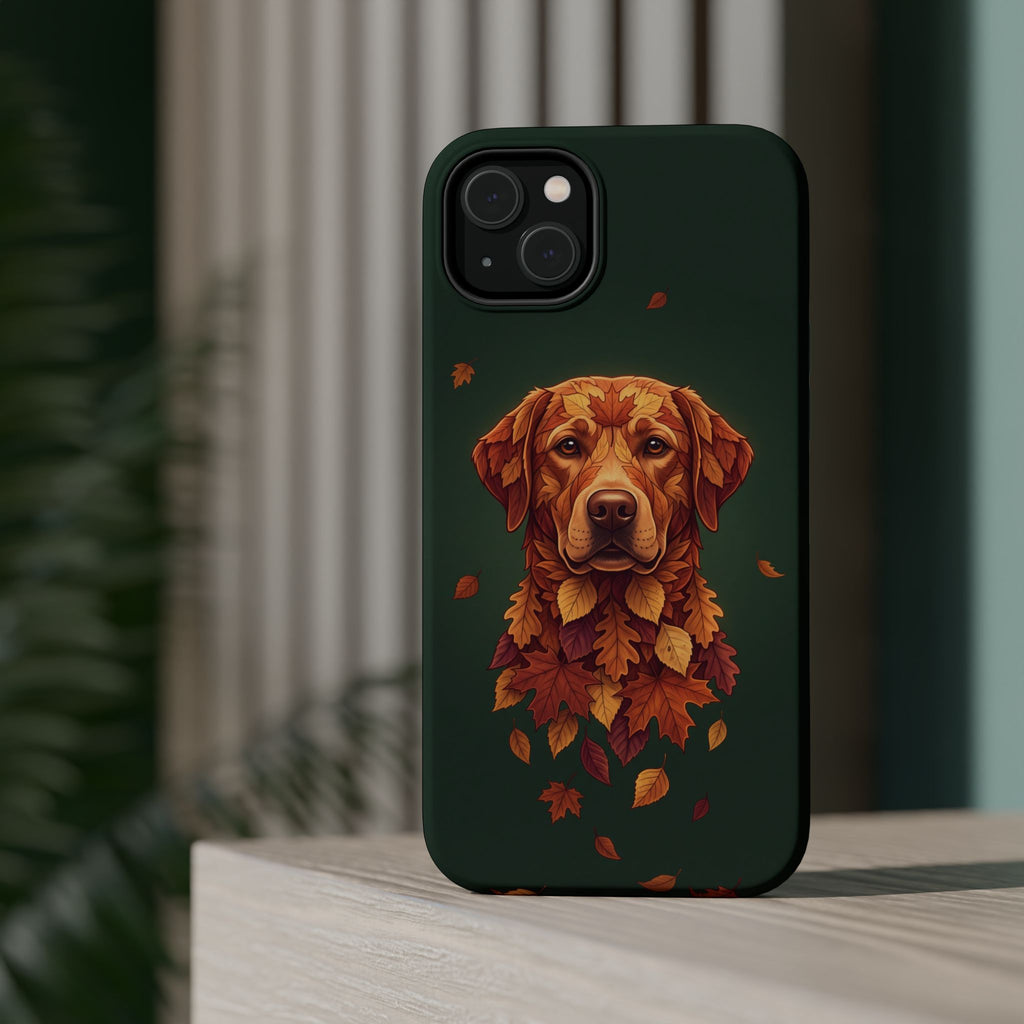 Autumn Leaves Labrador Phone Case — Tough Magnetic Case with Wireless Charging