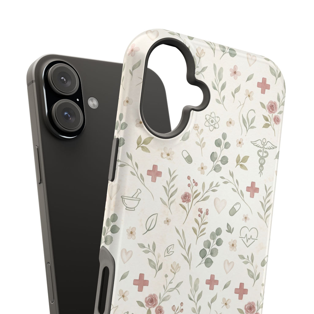 Floral Nurse Phone Case — Impact-Resistant Wireless Charging Cover